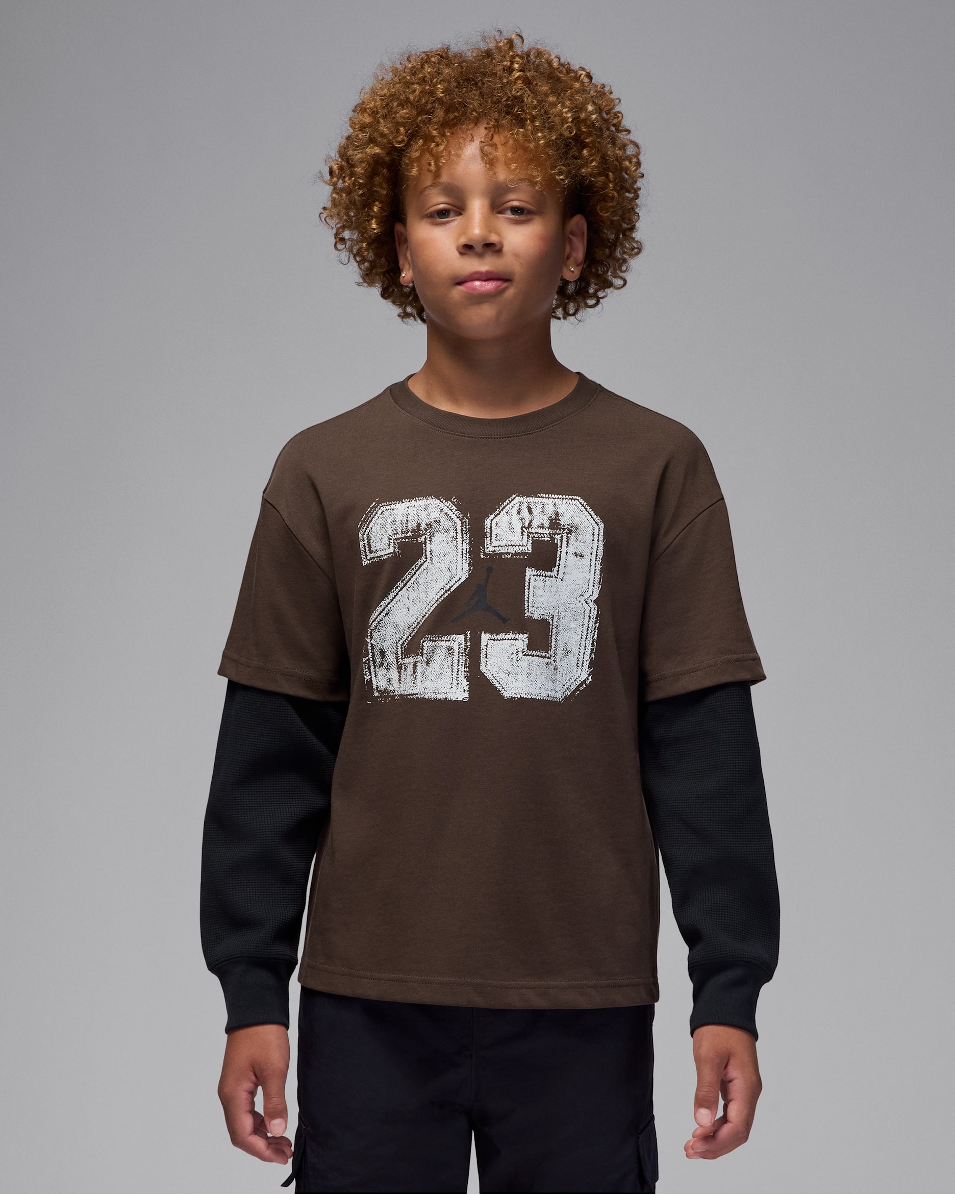 Playera de dos capas para niños talla grande Jordan MVP - Marrón barroco
