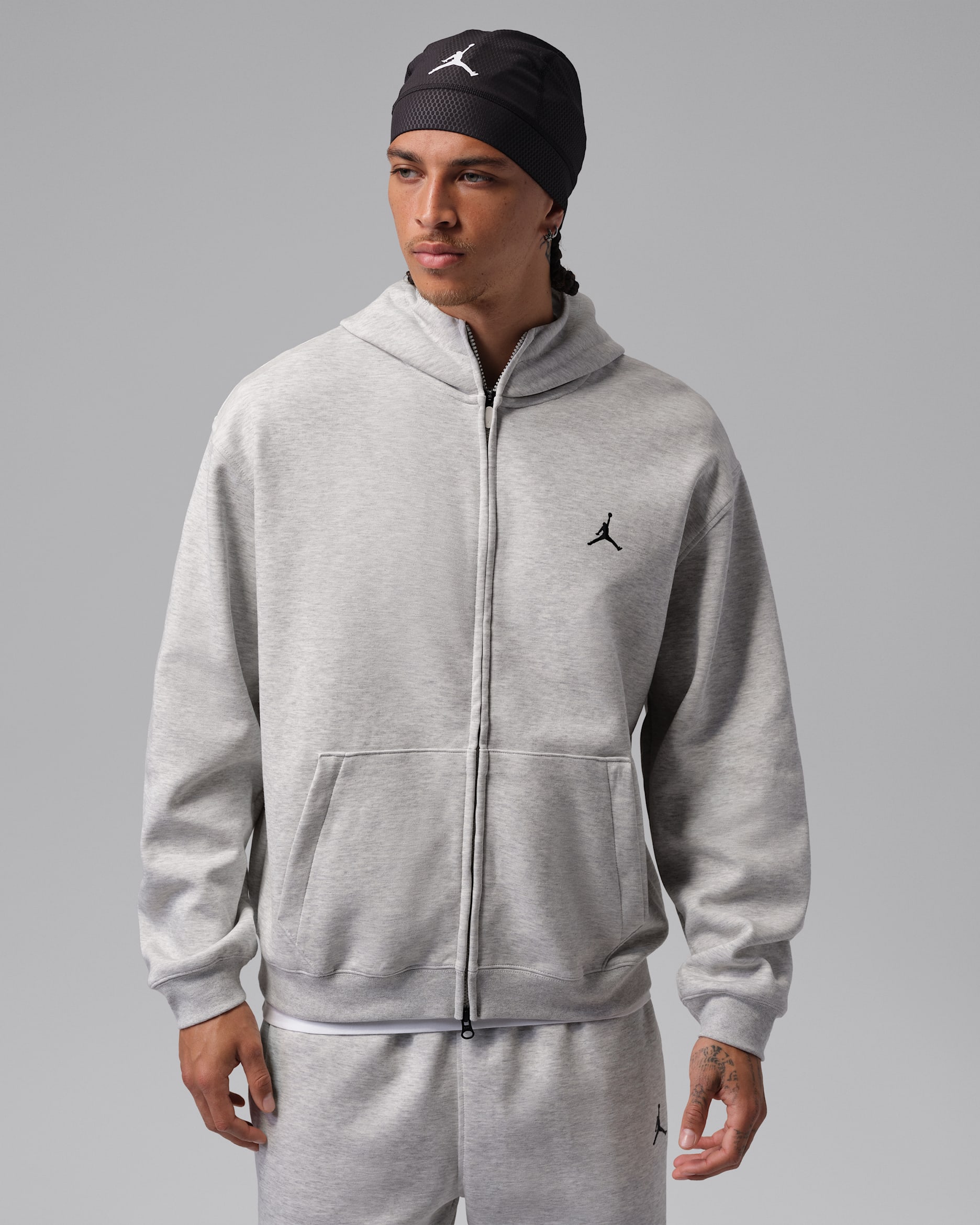 Jordan Sport Hoop Fleece Dri-FIT-Hoodie mit durchgehendem Reißverschluss (Herren) - Grey Heather