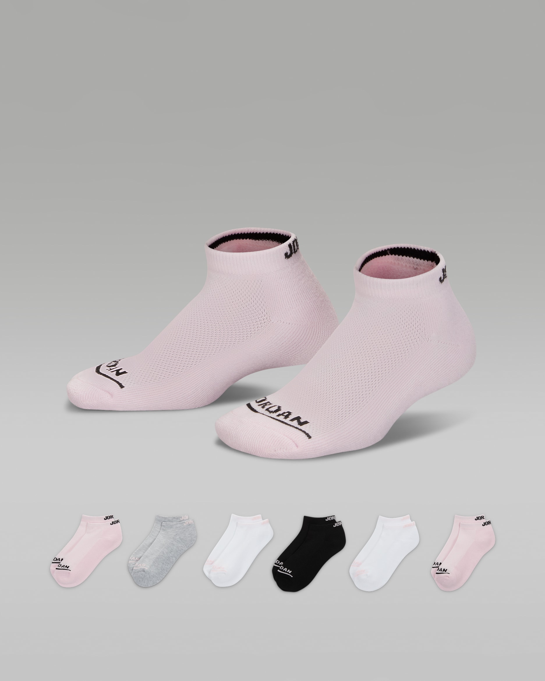Jordan Big Kids' Legend No-Show Socks (6 Pairs) - Pink Foam
