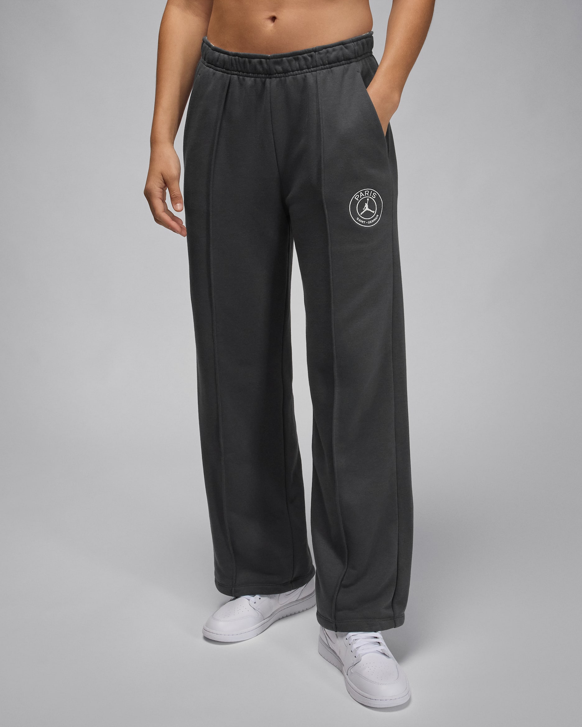 Damskie spodnie z dzianiny Paris Saint-Germain - Anthracite/Sail