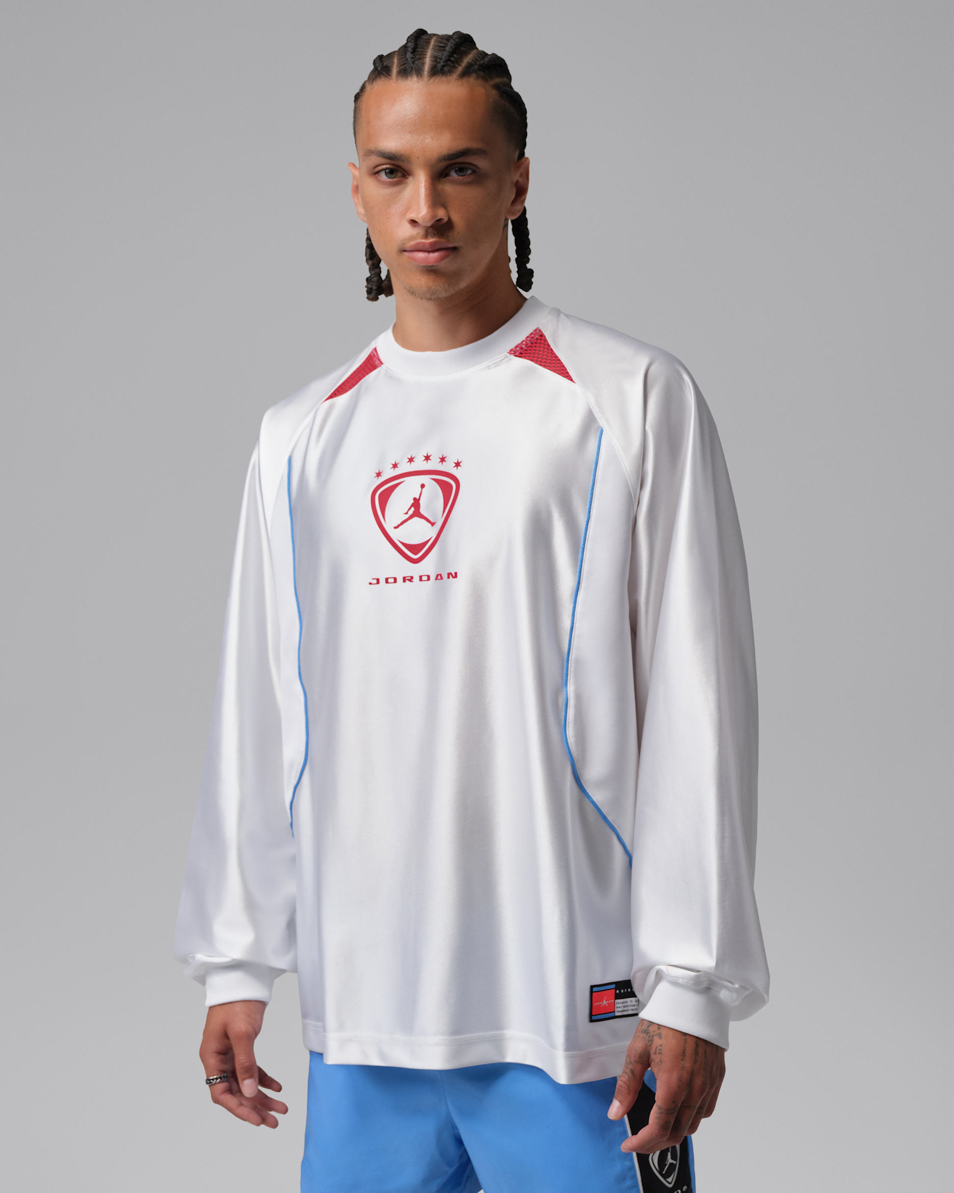 Jordan Brooklyn Men's Long-Sleeve Goalie Top - White/University Red/University Red
