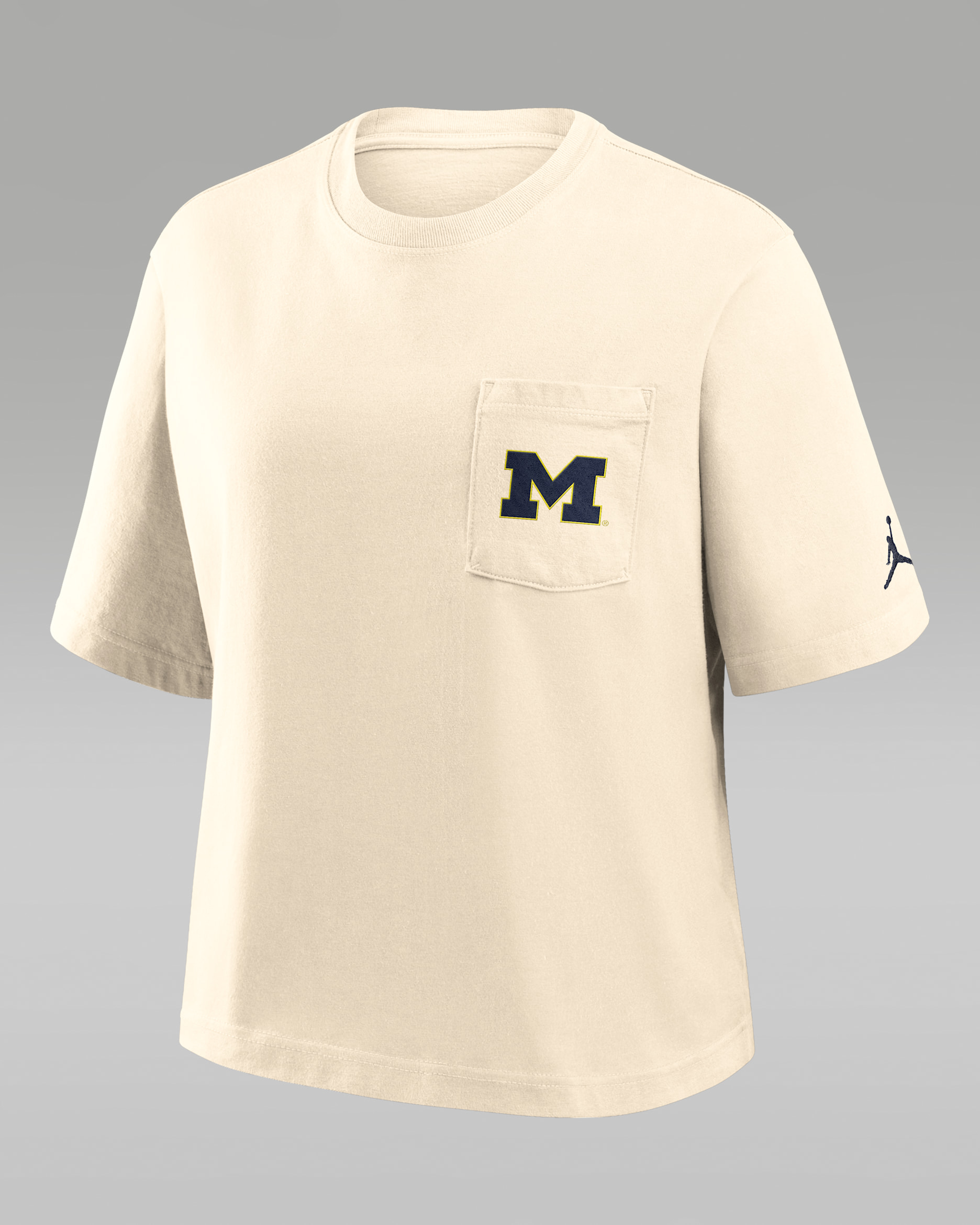 Michigan Pocket Boxy Women's Nike College T-Shirt - Natural
