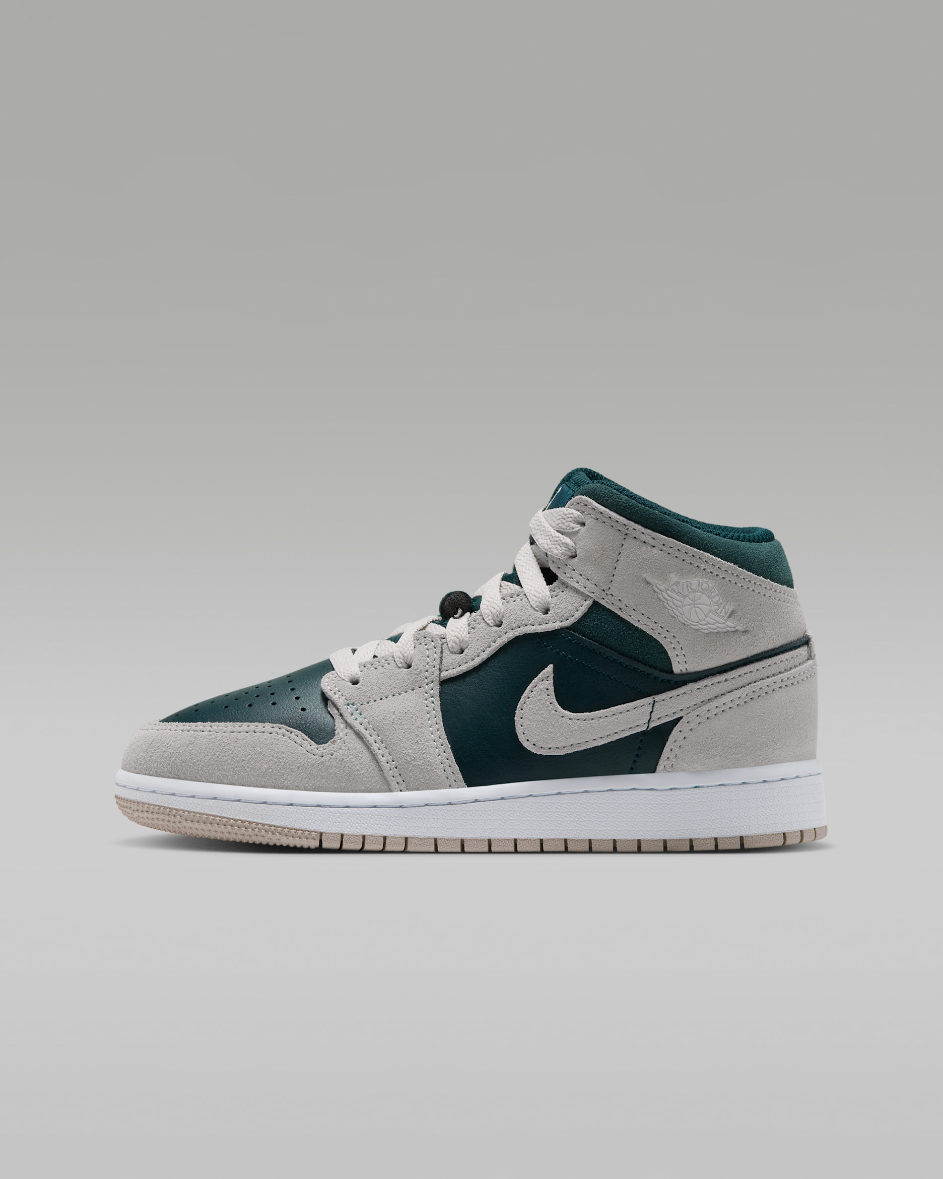 Air Jordan 1 Mid Kinderschoenen - Light Orewood Brown/Midnight Spruce/Wit/Pale Ivory