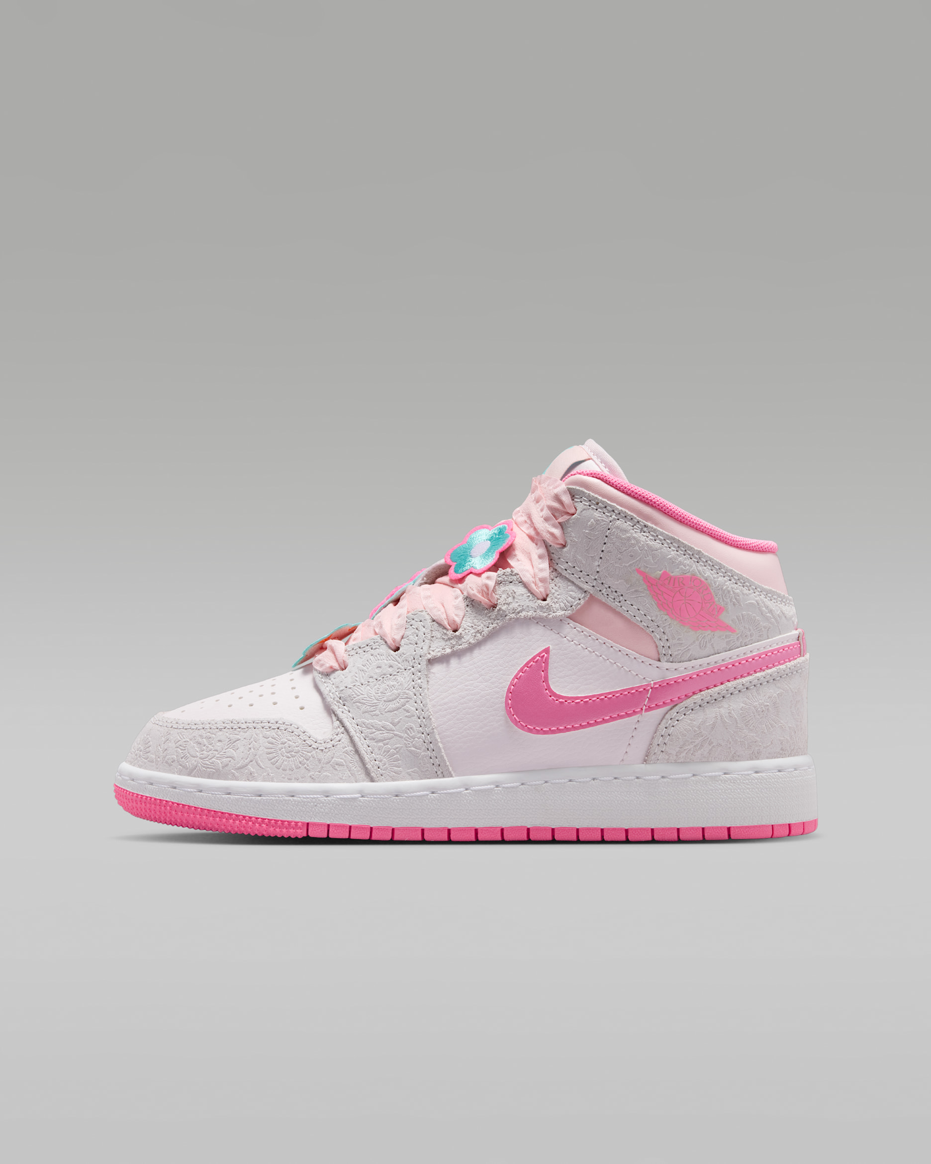 Air Jordan 1 Mid Alt SE Older Kids' Shoes - Vast Grey/Sail/Pink Bloom/Pink Glow
