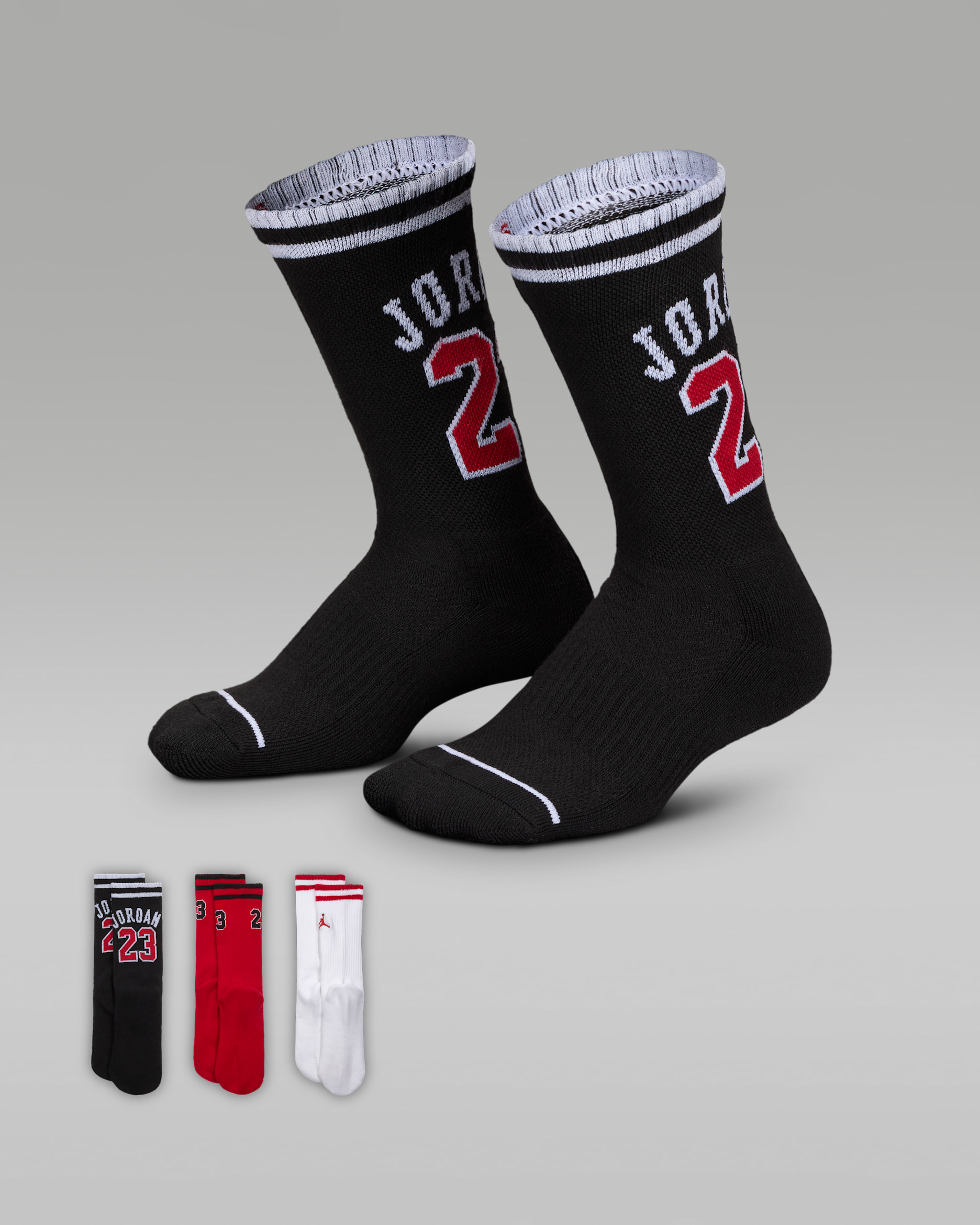 Jordan Big Kids' Varsity Jersey Crew Socks (3 Pairs) - Black