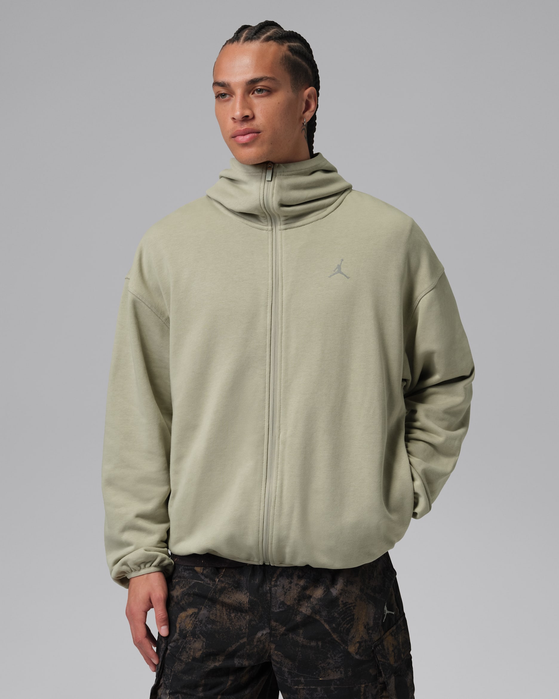 Jordan Brooklyn Men's Hike Mike Full-Zip Hoodie - Spruce Fog/Bright Citron/Metallic Silver