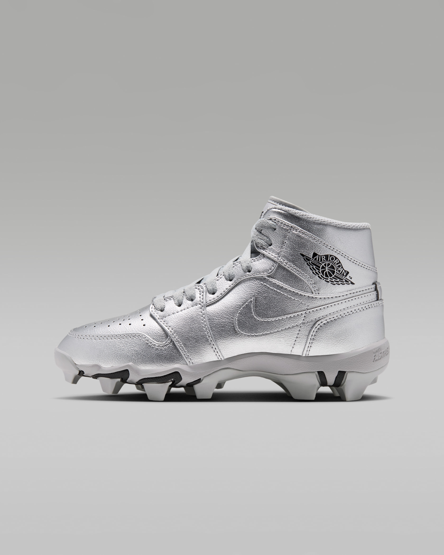 Tacos de futbol para niños de preescolar/grandes Jordan 1 Mid - Plata metalizado/Negro