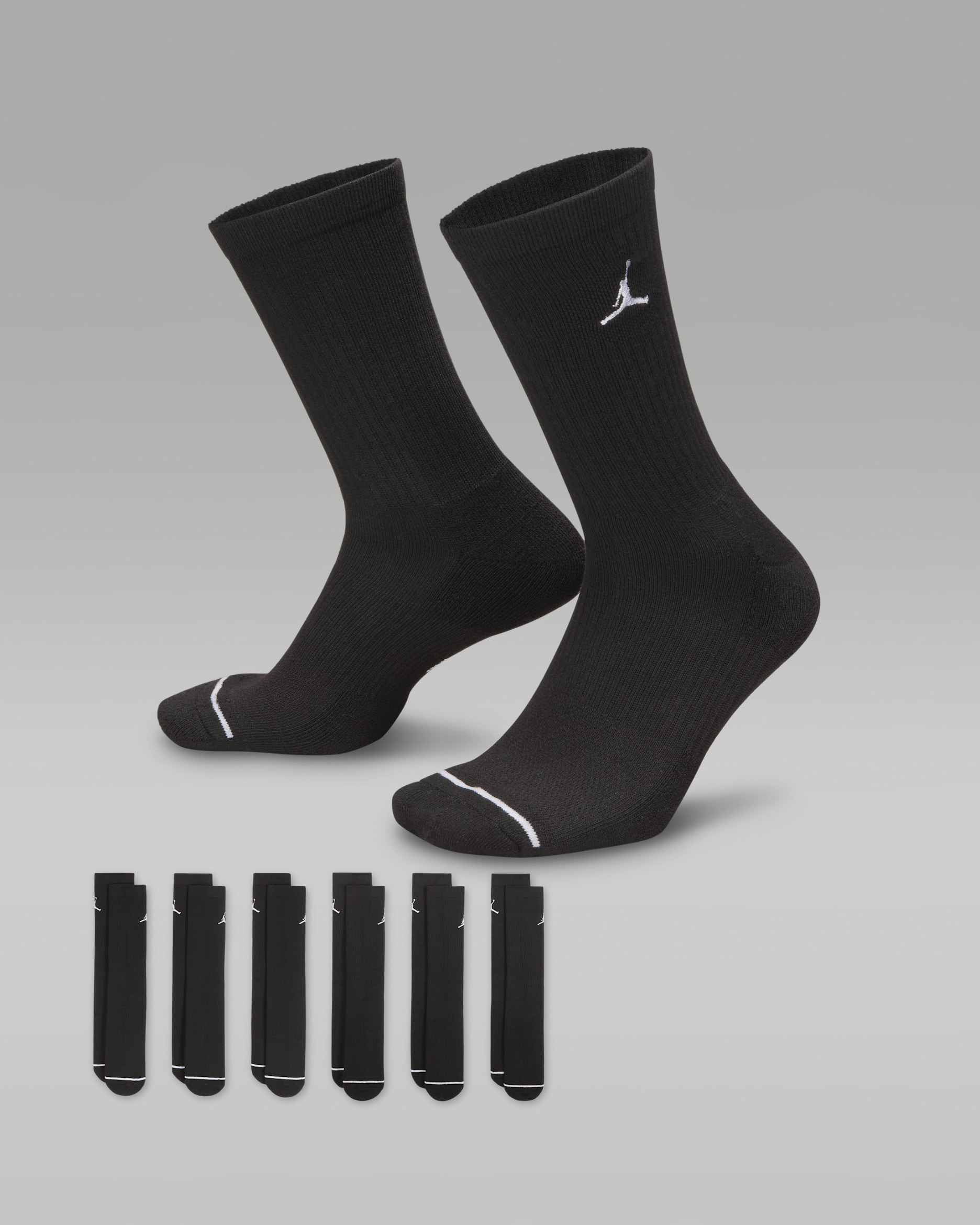 Jordan Everyday gepolsterte Crew-Socken (6 Paar) - Schwarz/Weiß
