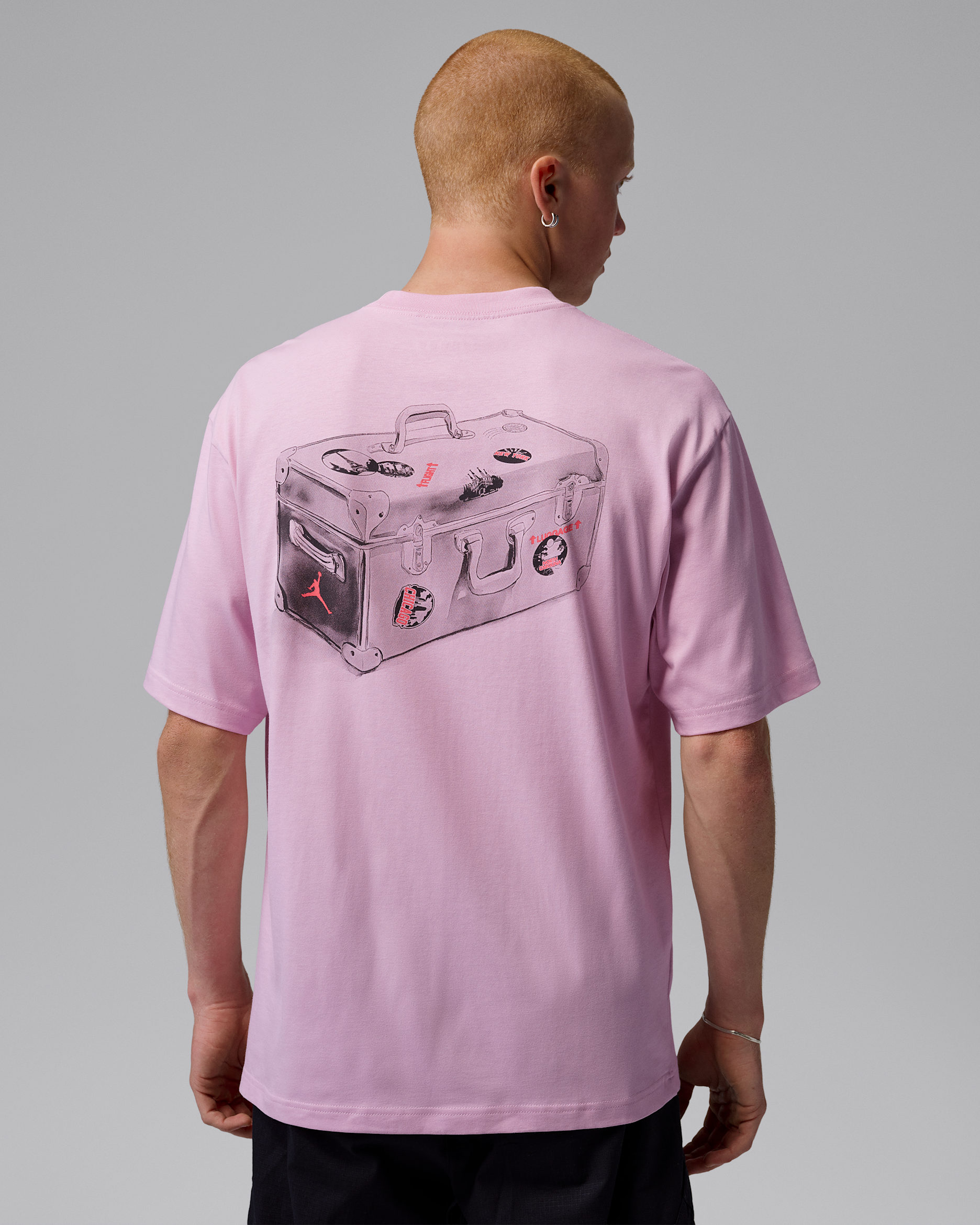 Męski T-shirt z nadrukiem Jordan - Iced Carmine/Infrared 23