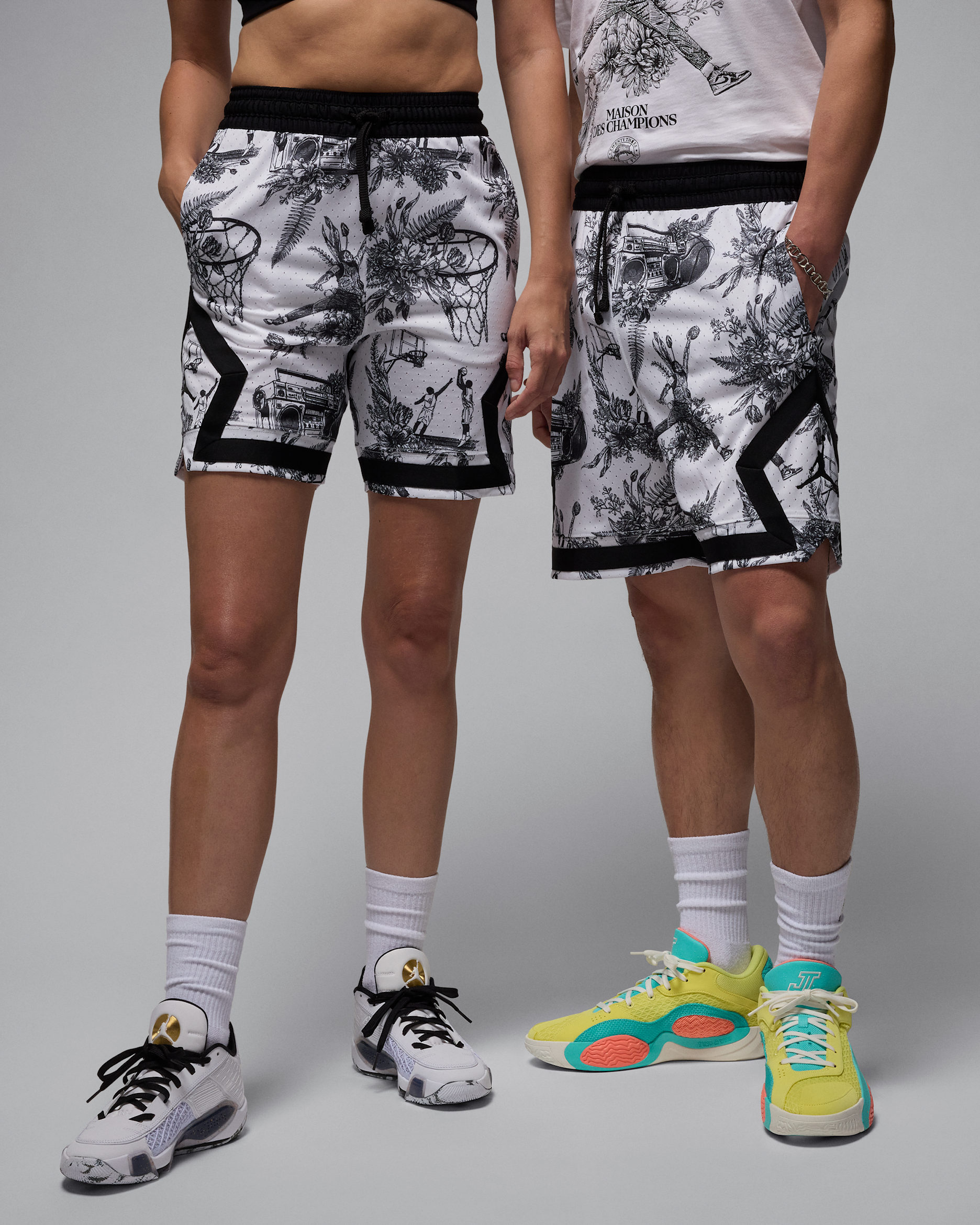 Shorts Dri-FIT Printed Diamond para hombre Jordan Sport - Blanco/Negro/Negro
