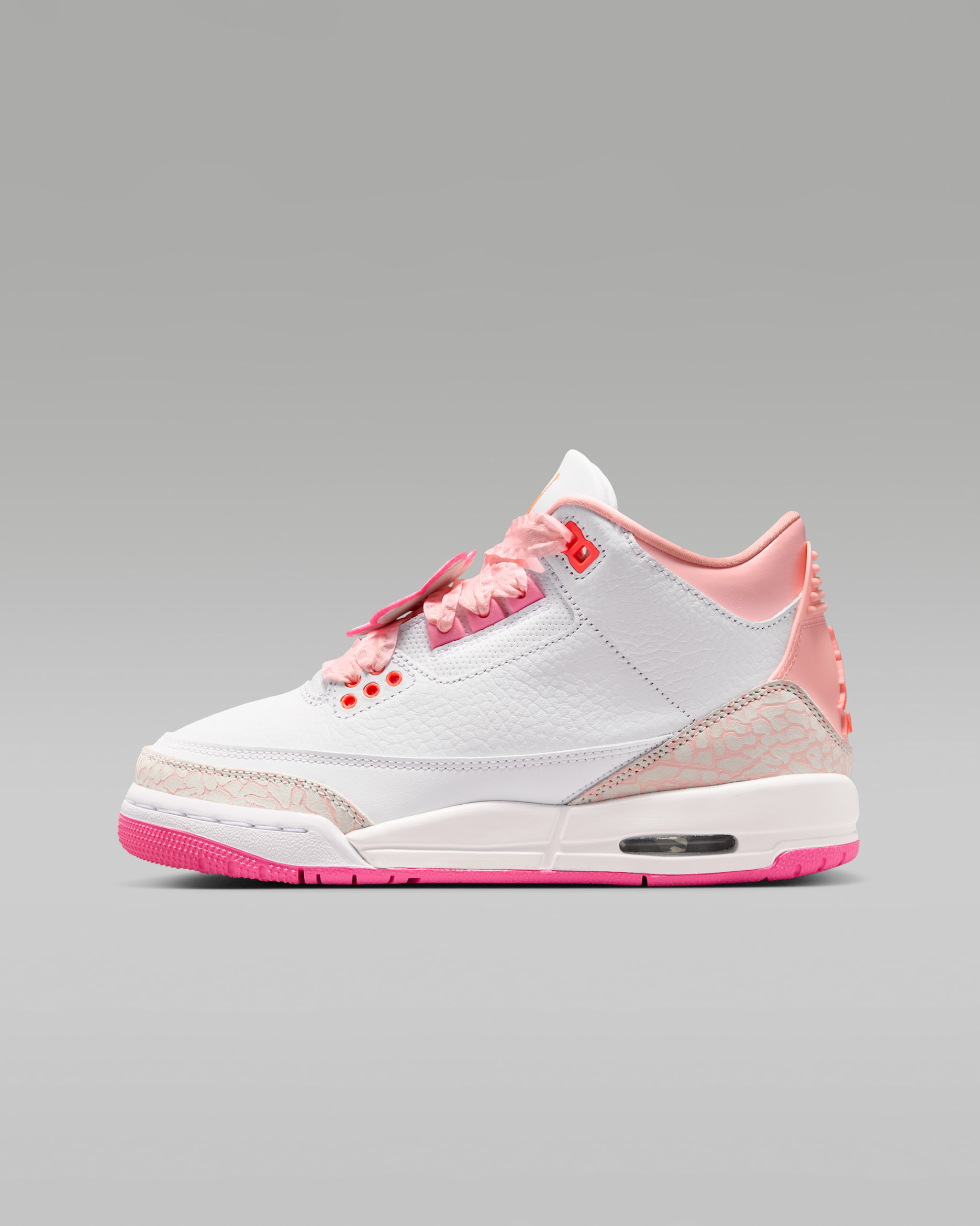 에어 조던 3 레트로 주니어 신발 - 펄 핑크/핑크 블룸/핑크 글로우/하이퍼 오렌지