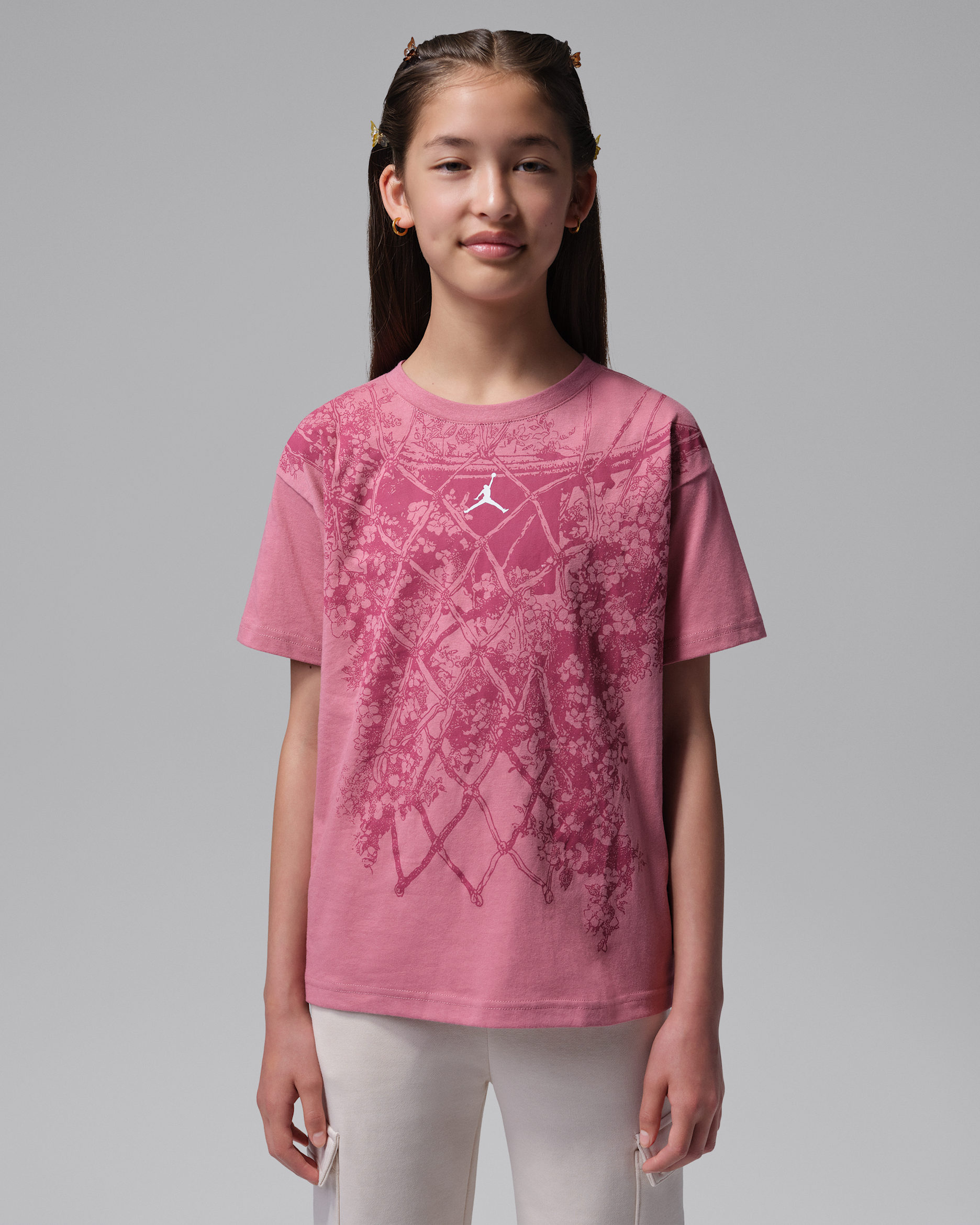 Jordan Big Kids' Net Bouquet T-Shirt - Desert Berry
