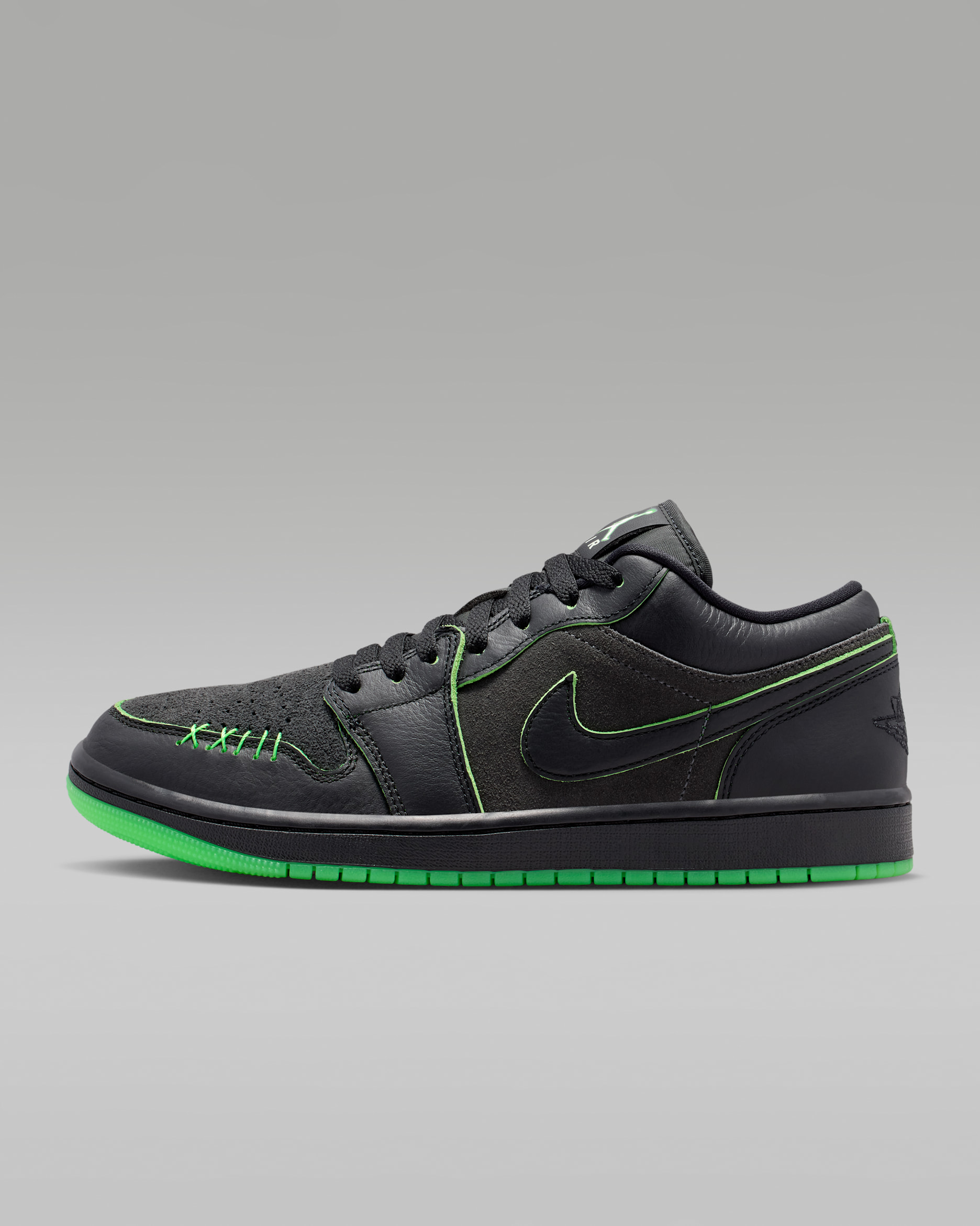 Air Jordan 1 Low SE Men's Shoes - Black/Scream Green/Dark Smoke Grey/Black