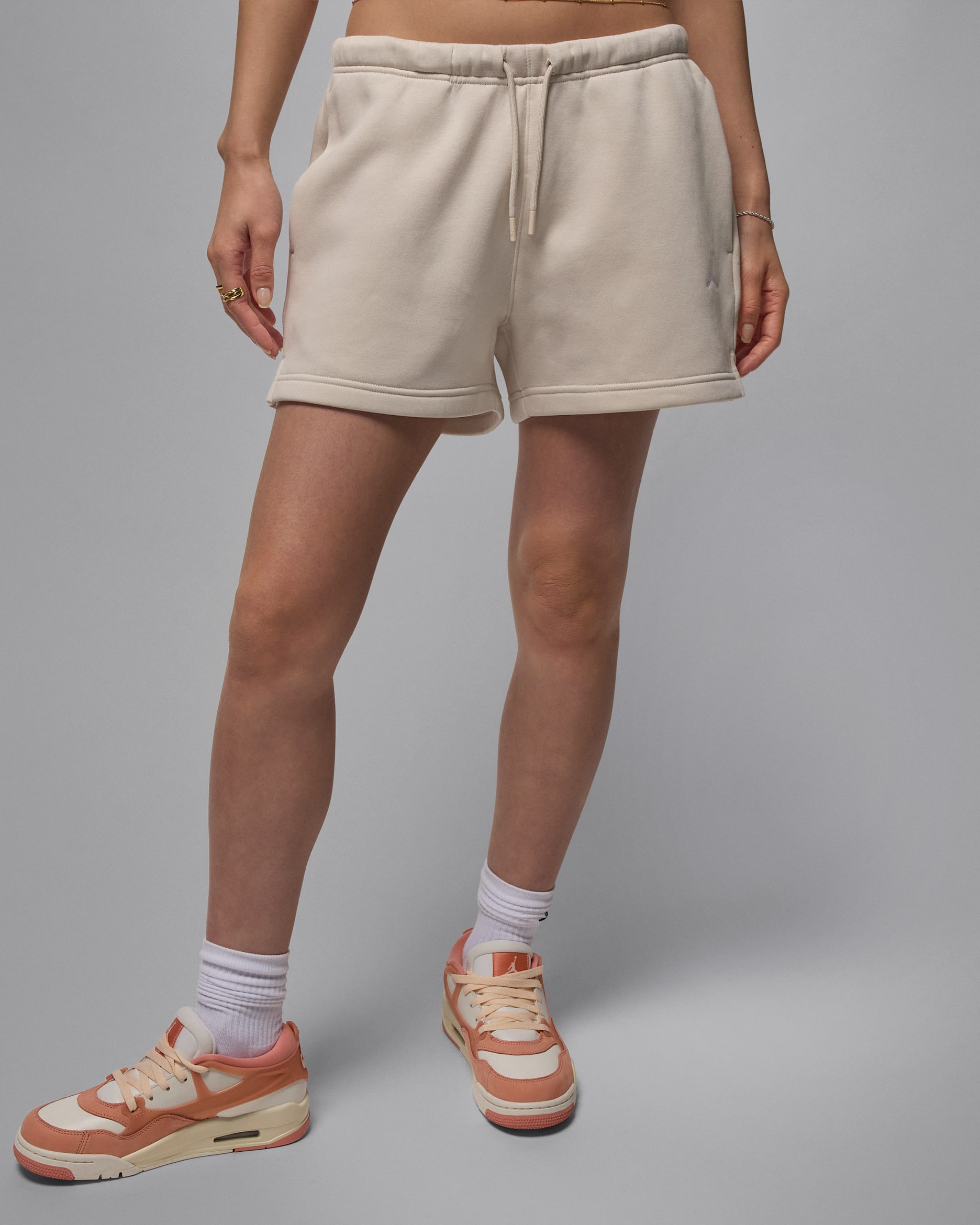 Jordan Brooklyn Fleece Kadın Şortu - Light Orewood Brown/Beyaz