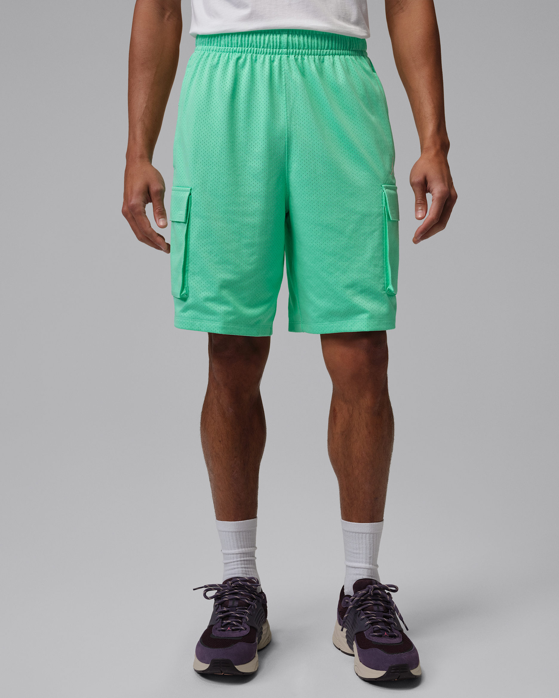 Pánské festivalové cargo kraťasy Jordan Brooklyn - Green Glow/Pale Ivory