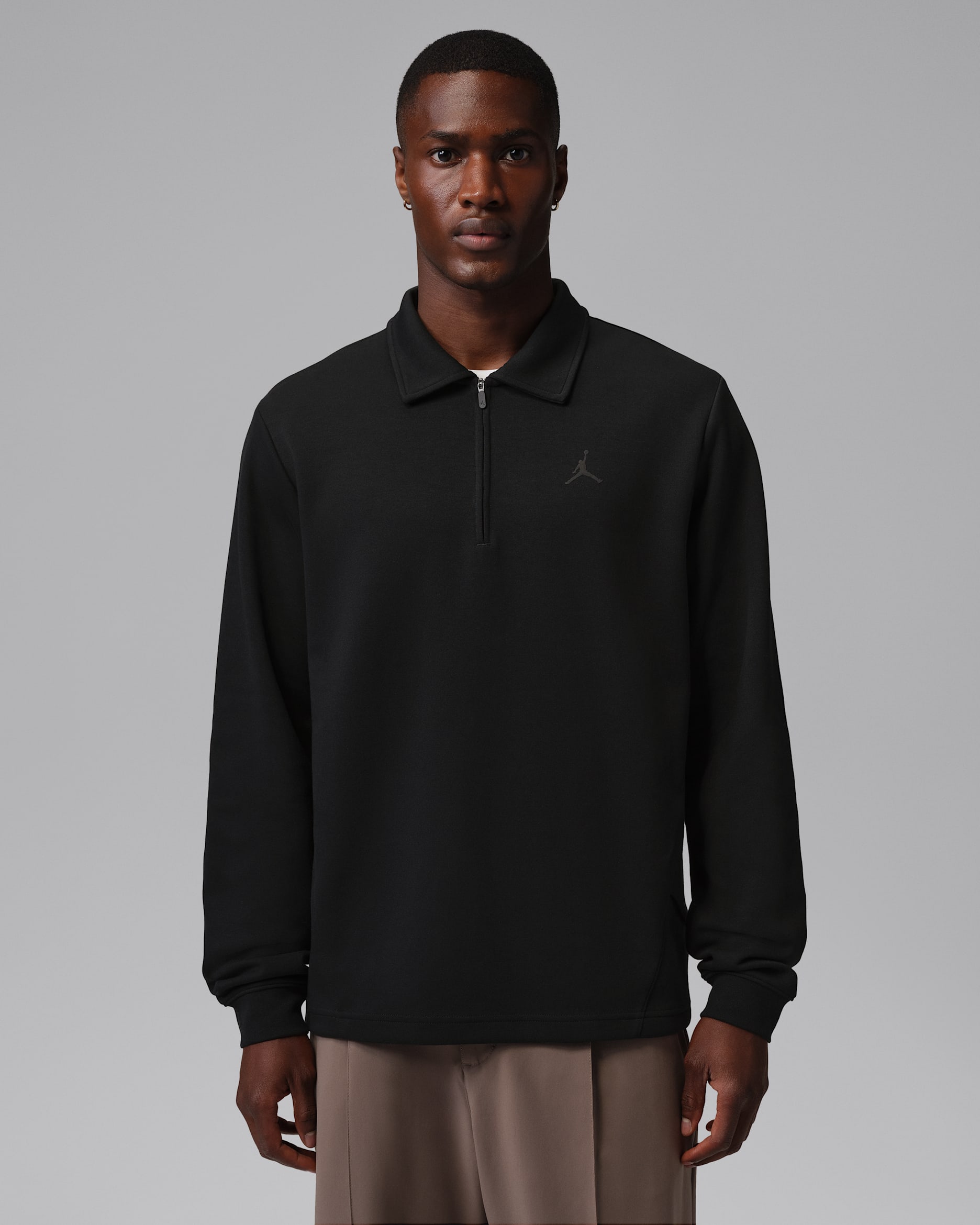 Jordan Men's 1/2-Zip Collared Long-Sleeve Golf Top - Black/Dark Shadow/Black