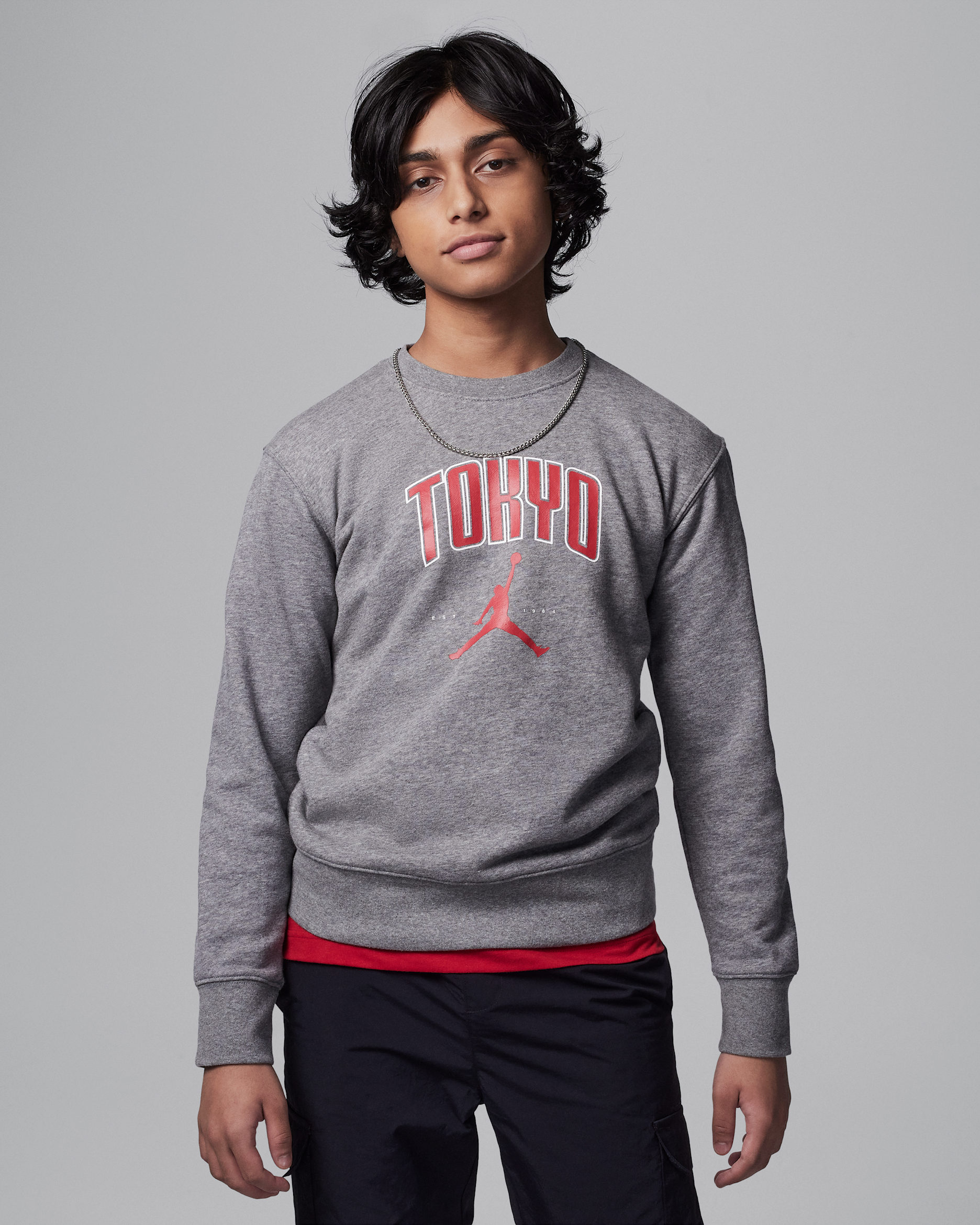 Jordan Big Kids' Tokyo City Crew - Carbon Heather