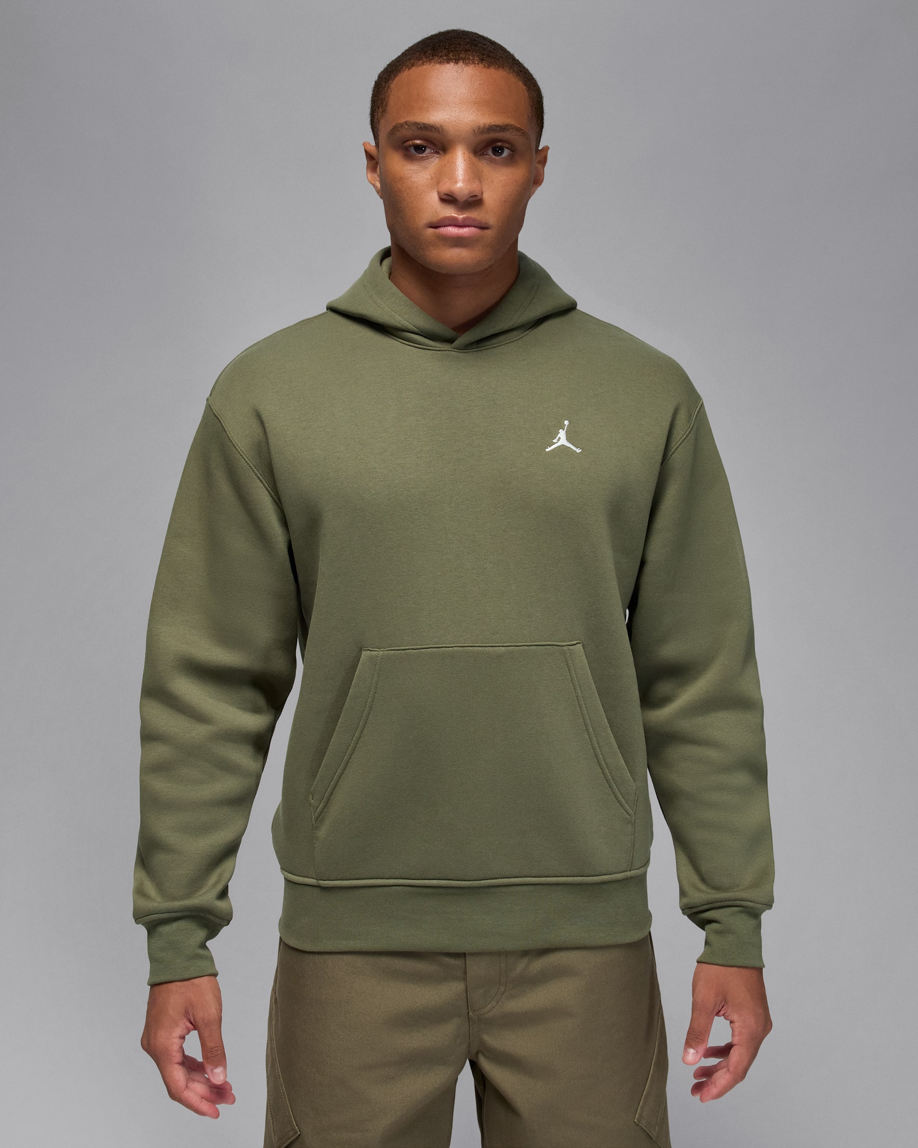 Sweat à capuche en tissu Fleece Jordan Brooklyn pour homme - Medium Olive/Sail