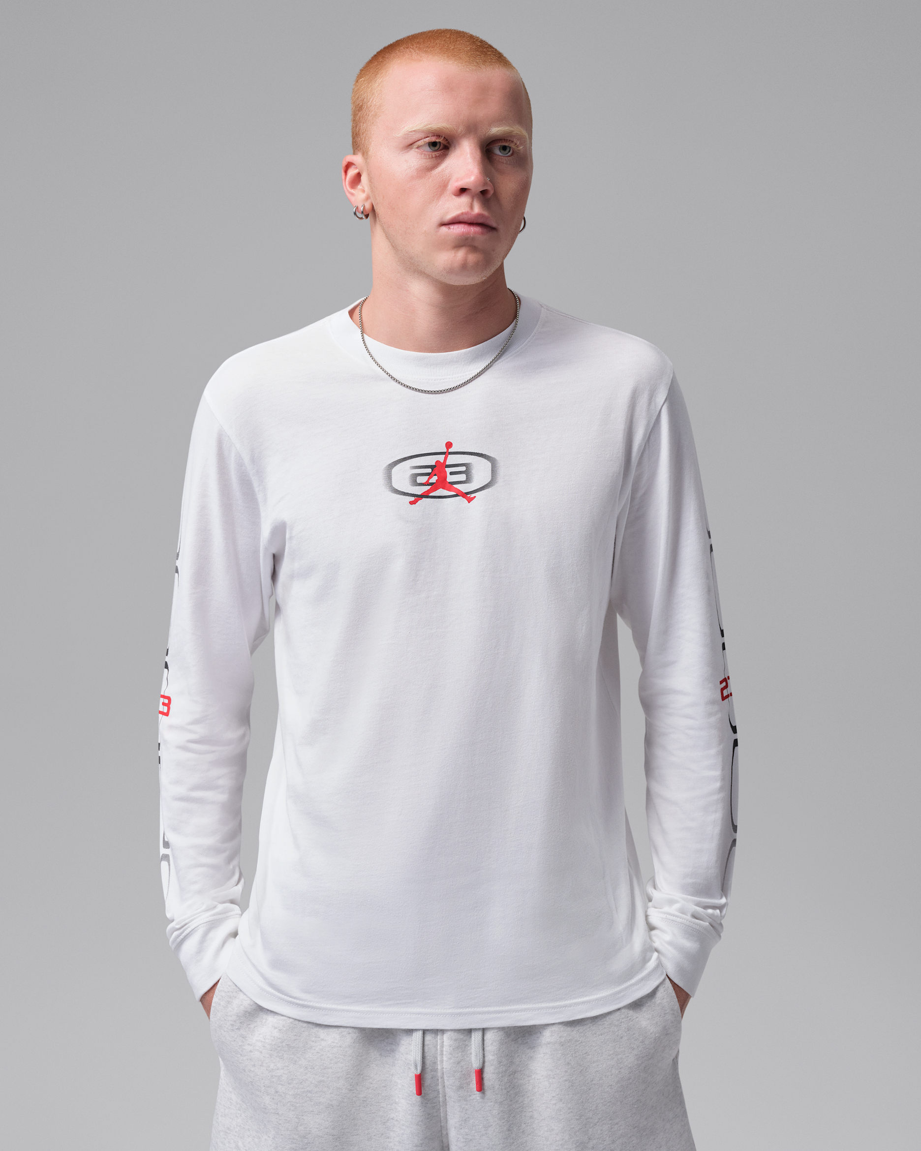 Jordan Sport Men's Dri-FIT Long-Sleeve T-Shirt - White/University Red