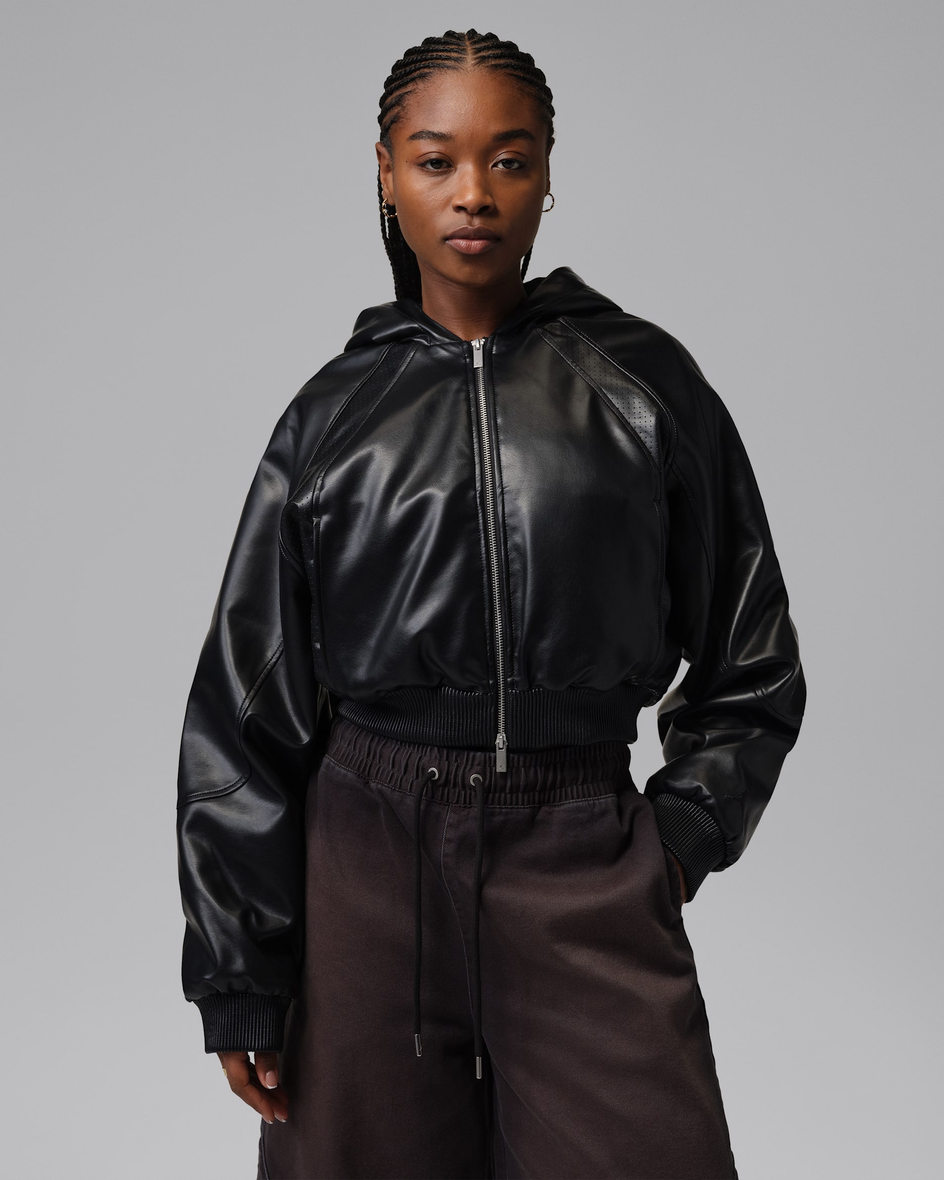 Jordan Flight Women's Faux Leather Jacket - Black/Black/Black