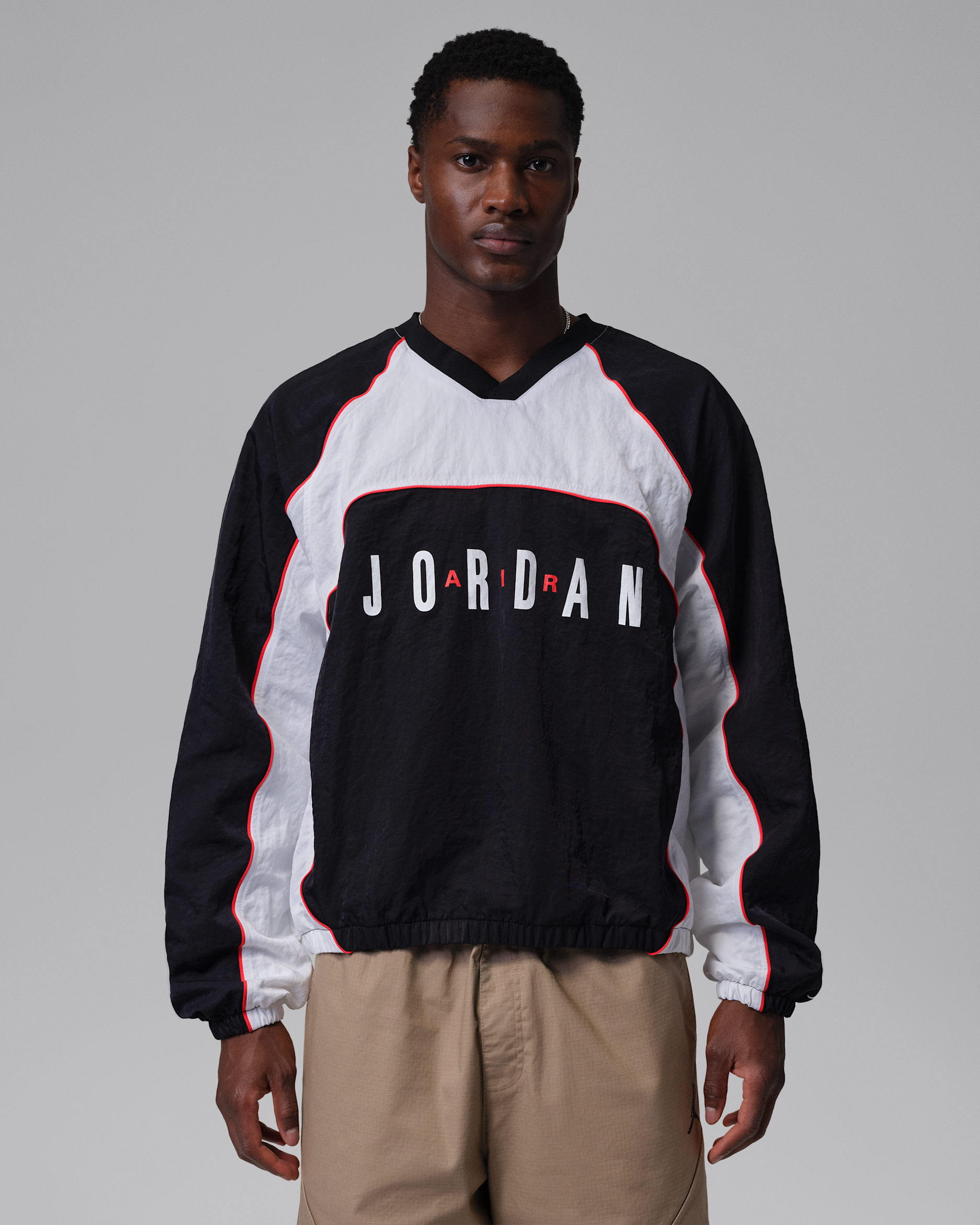 Jordan Flight Warm-up-Longsleeve (Herren) - Schwarz/Weiß/Chile Red/Weiß