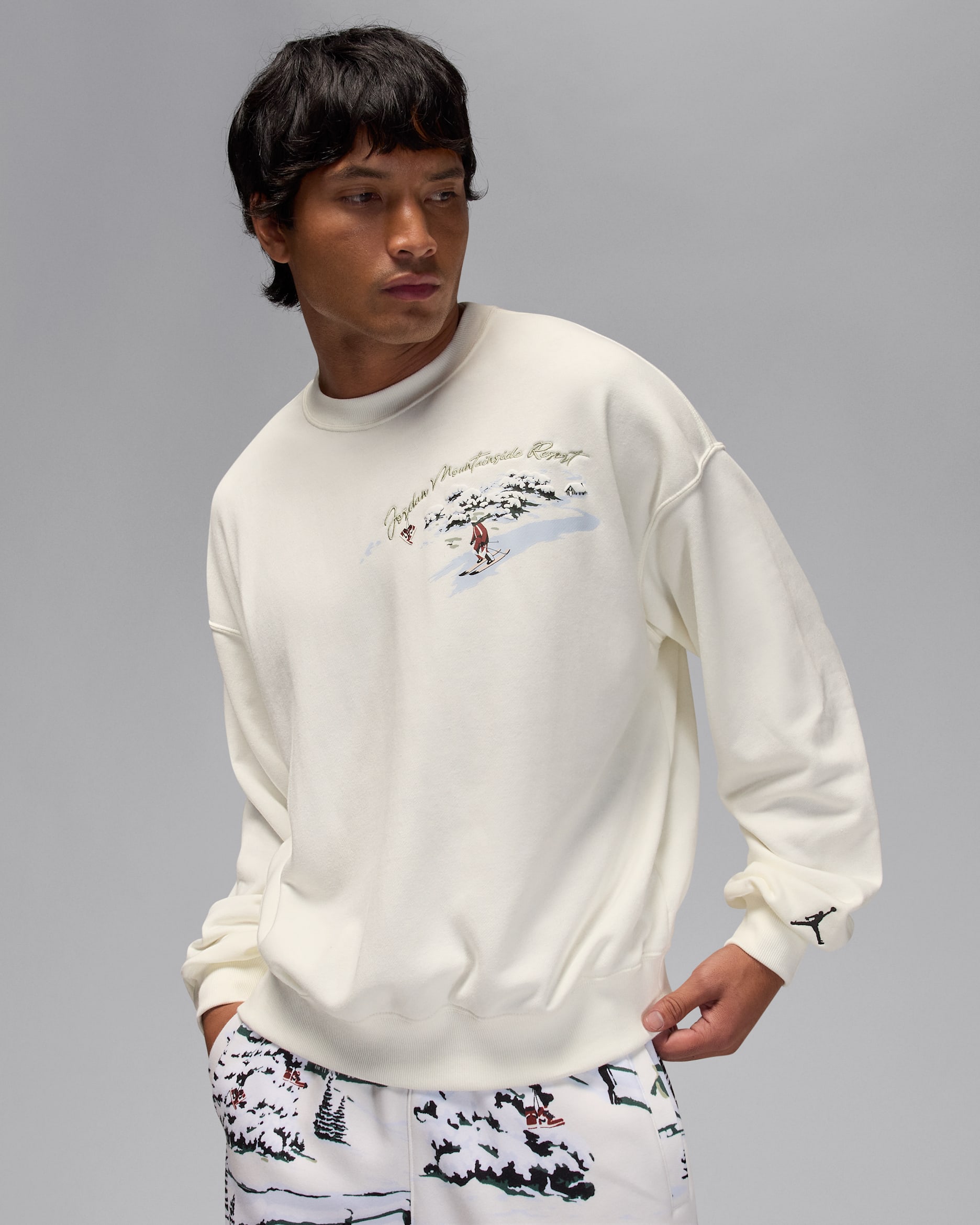 ジョーダン ブルックリン フリース メンズ クルーネック スウェットシャツ - セイル/ブラック