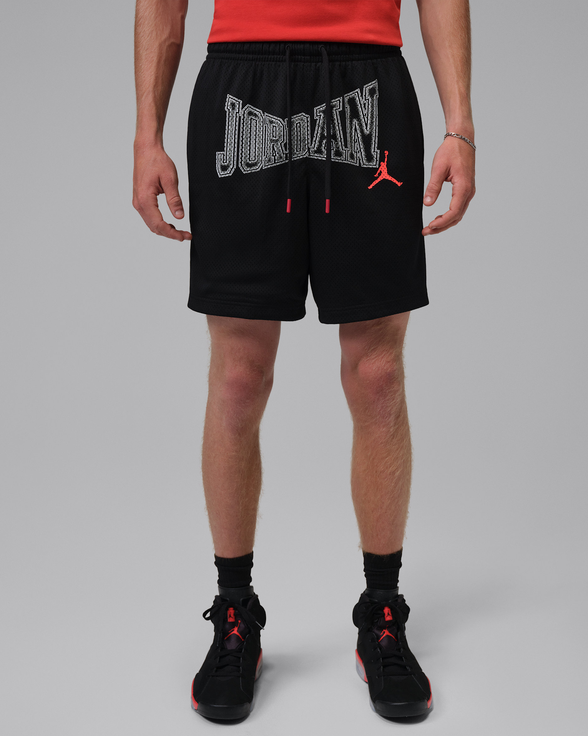 Jordan Brooklyn Men's 7" 網布短褲 - 黑色/Infrared 23