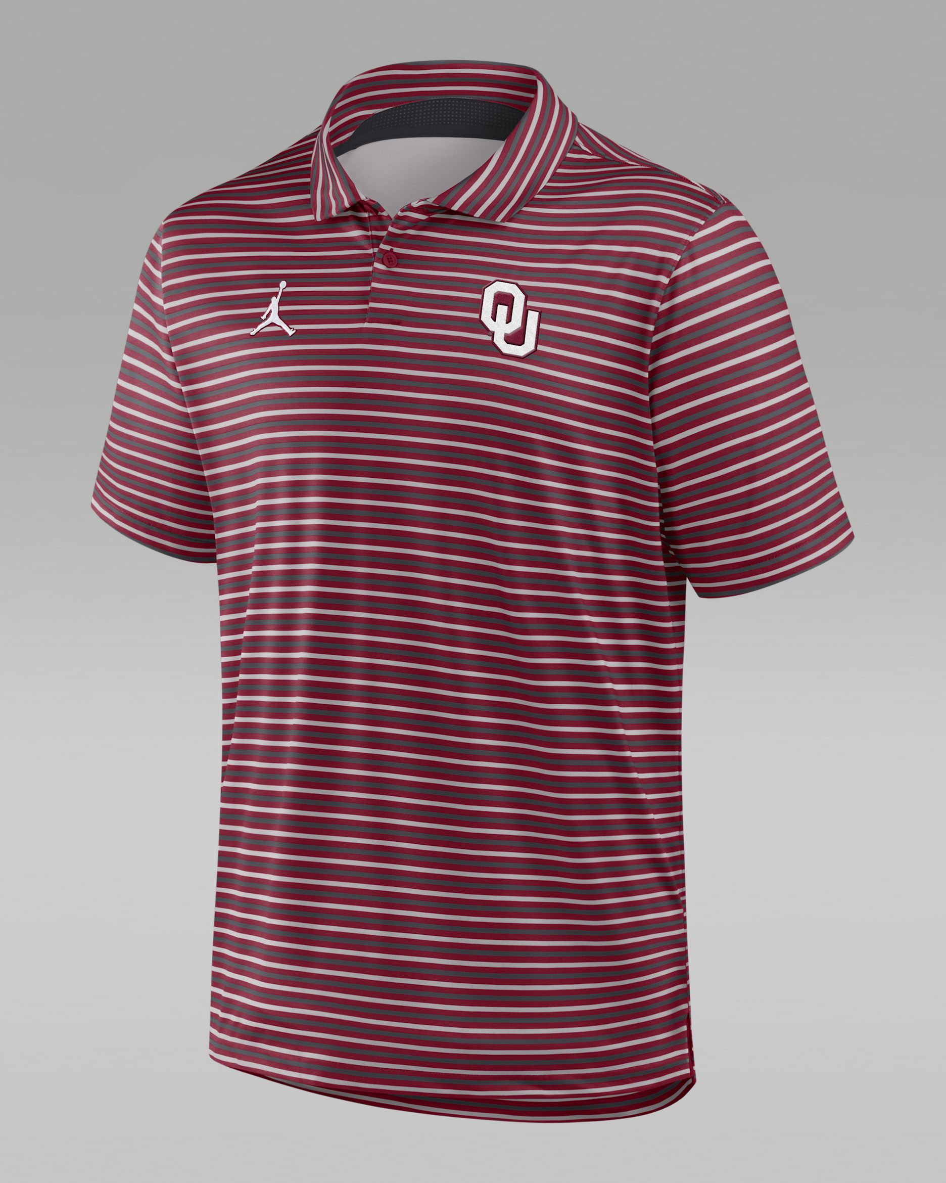Oklahoma Tour Stripe Men's Jordan Brand Dri-FIT College Polo - Crimson
