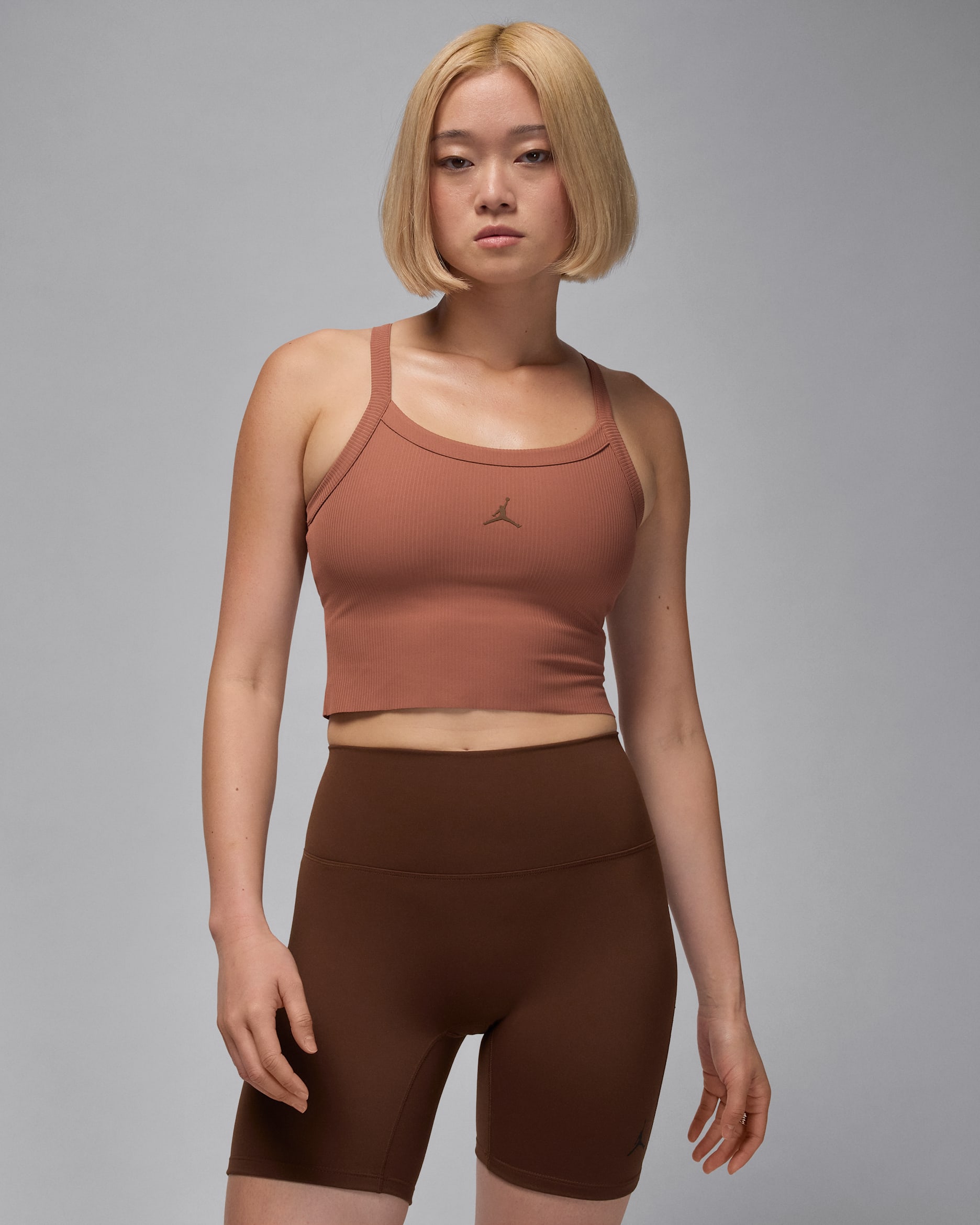 Jordan Sport Women's Dri-FIT Ribbed Tank Top - Red Bark/Cacao Wow