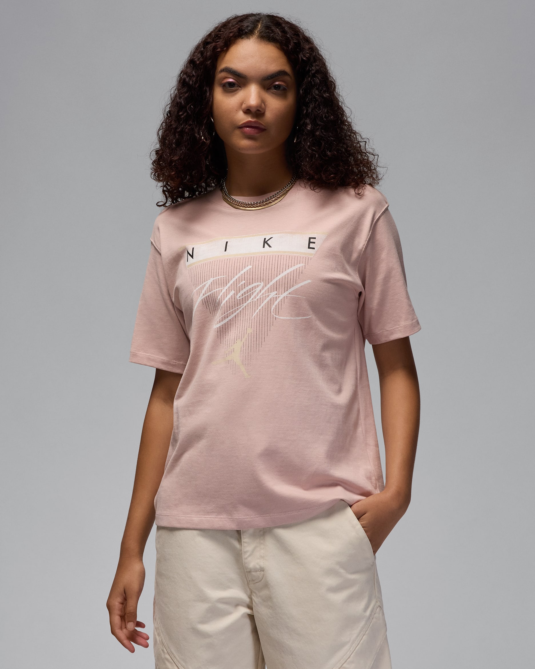 Jordan Flight Heritage 女款圖樣 T 恤 - Pink Oxford/傳奇淺棕色