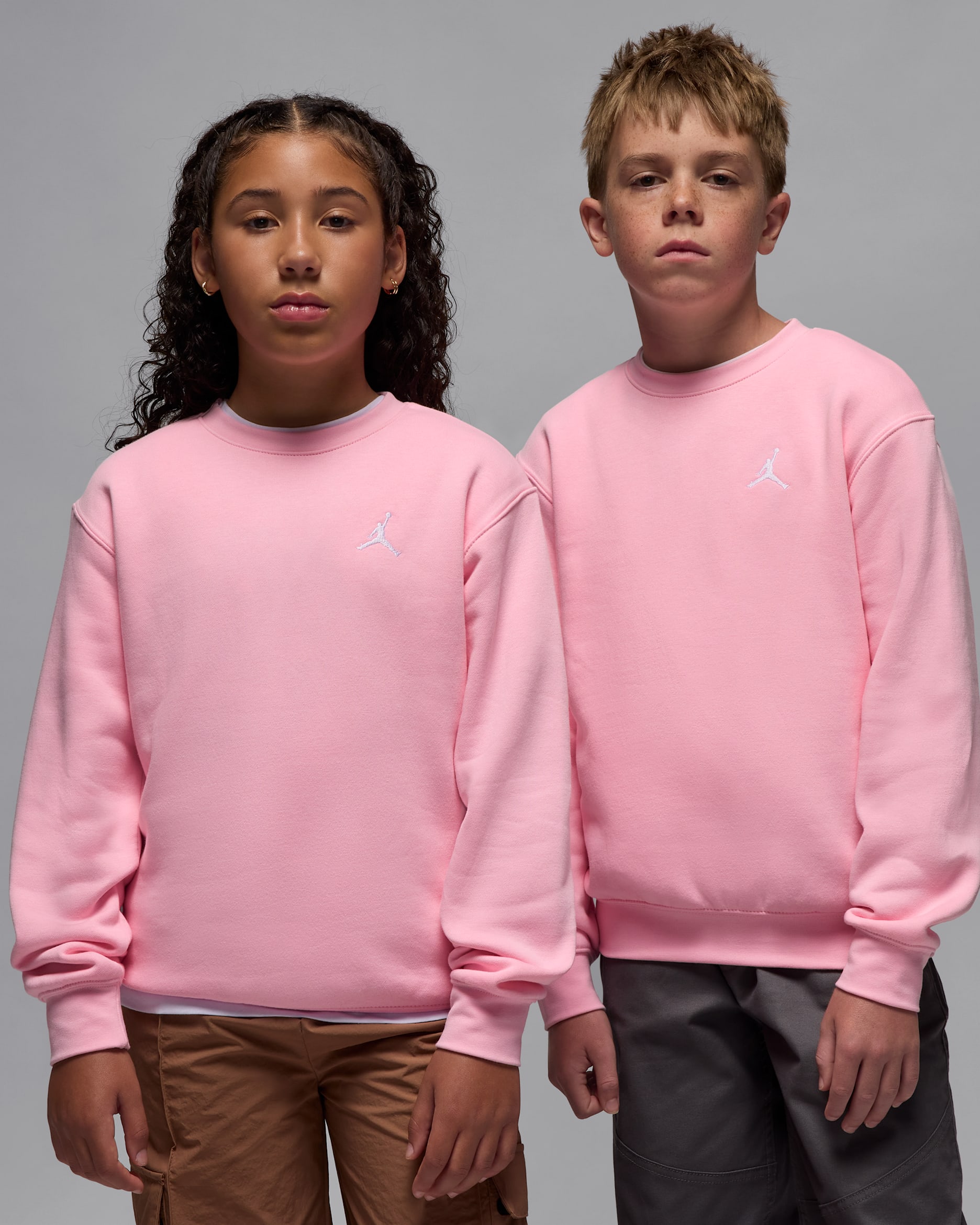 Jordan Brooklyn Fleece top met ronde hals voor kids - Medium Soft Pink