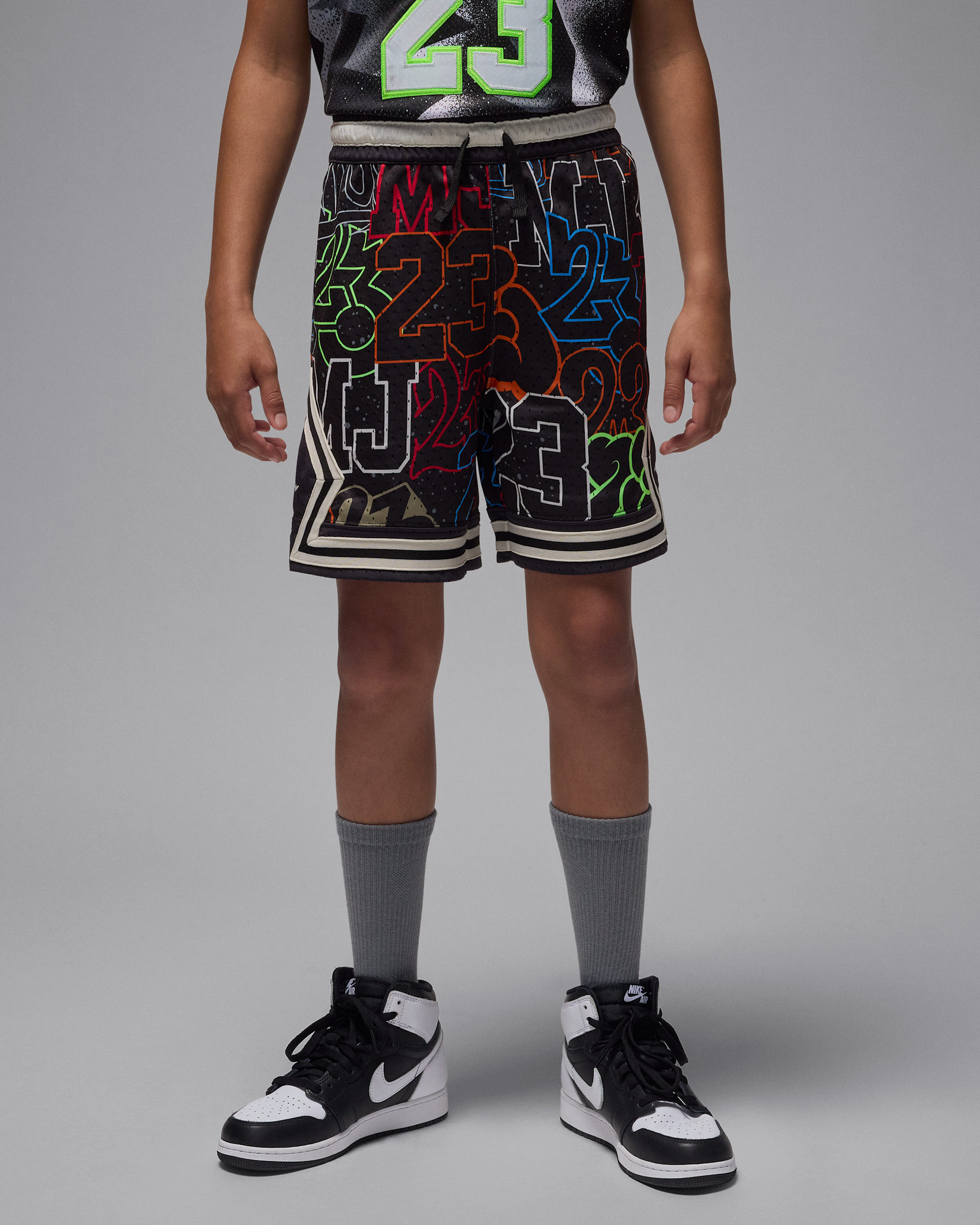 Jordan Dri-FIT Pantalón corto con estampado MJ Sport Diamond - Niño/a - Negro/Blanco