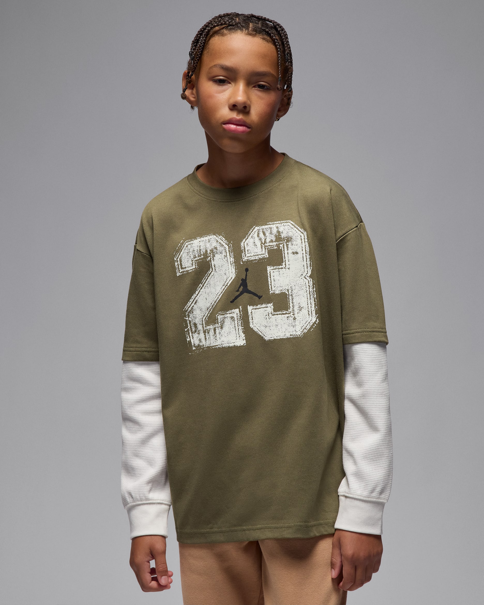Jordan MVP Big Kids' Twofer T-Shirt - Medium Olive