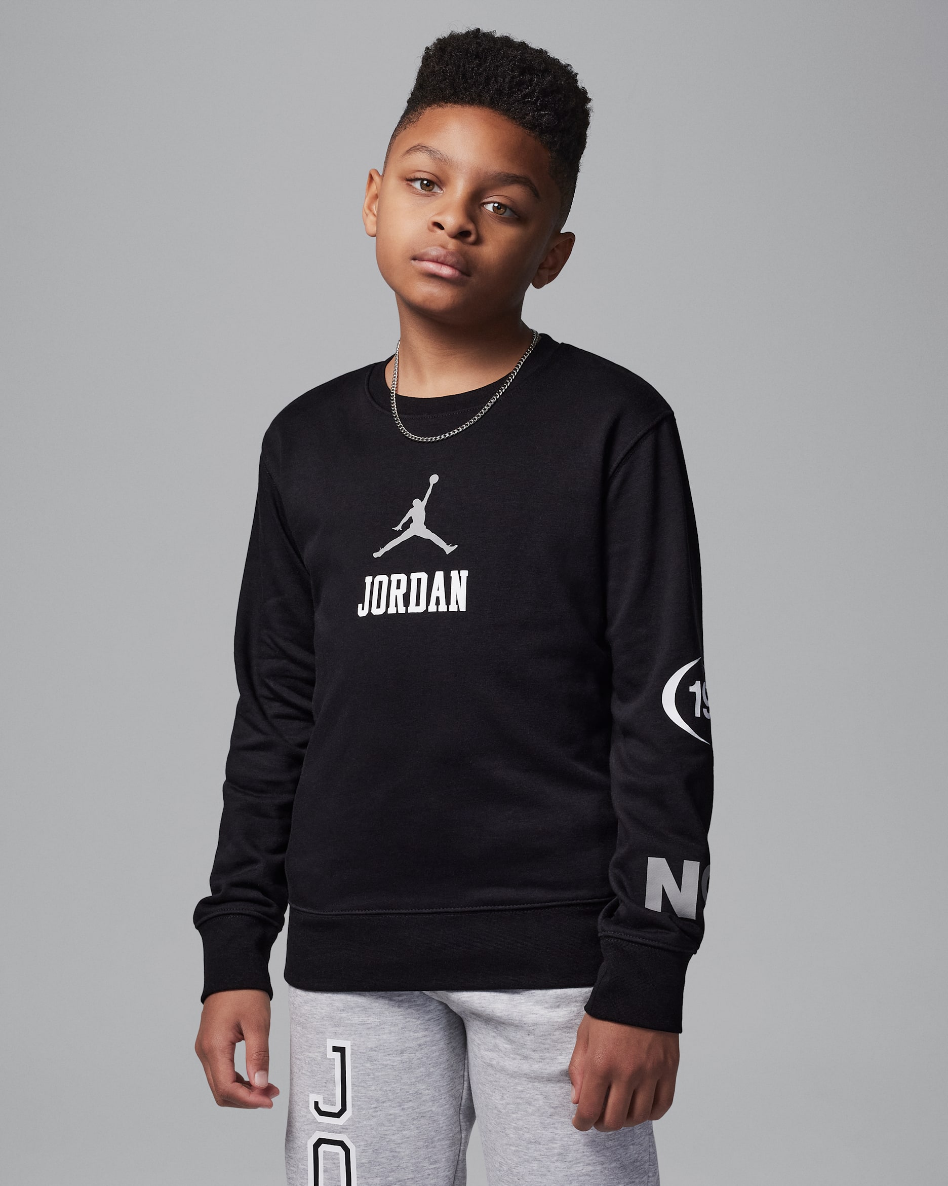 Jordan Big Kids' 1984 French Terry Jumpman Crew - Black