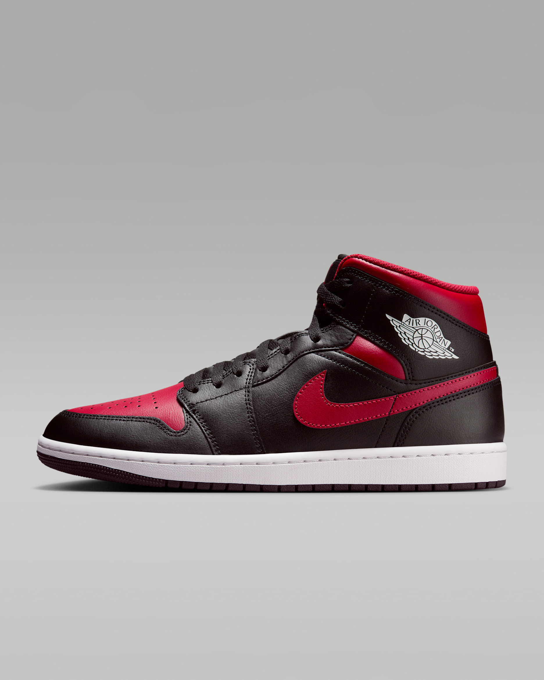 Air Jordan 1 Mid Men's Shoes - Black/Summit White/Varsity Red