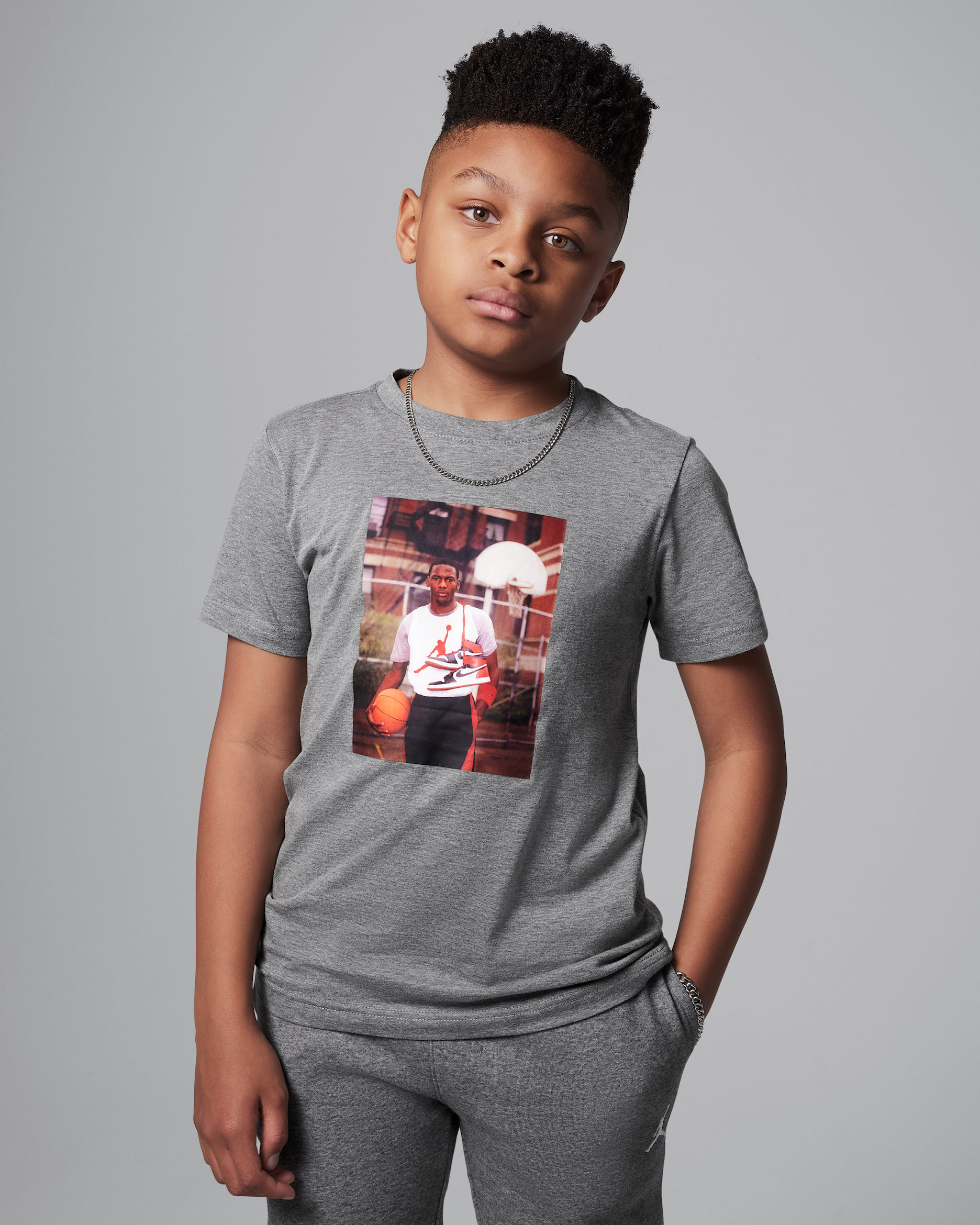 Jordan Big Kids' MJ Photo T-Shirt - Carbon Heather