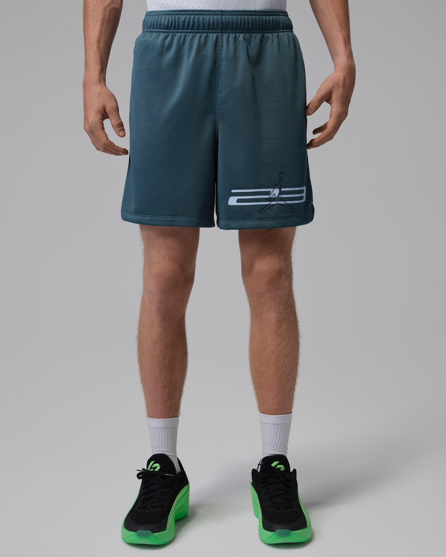 Jordan Men's Dri-FIT Mesh Graphic Shorts - Ash Green