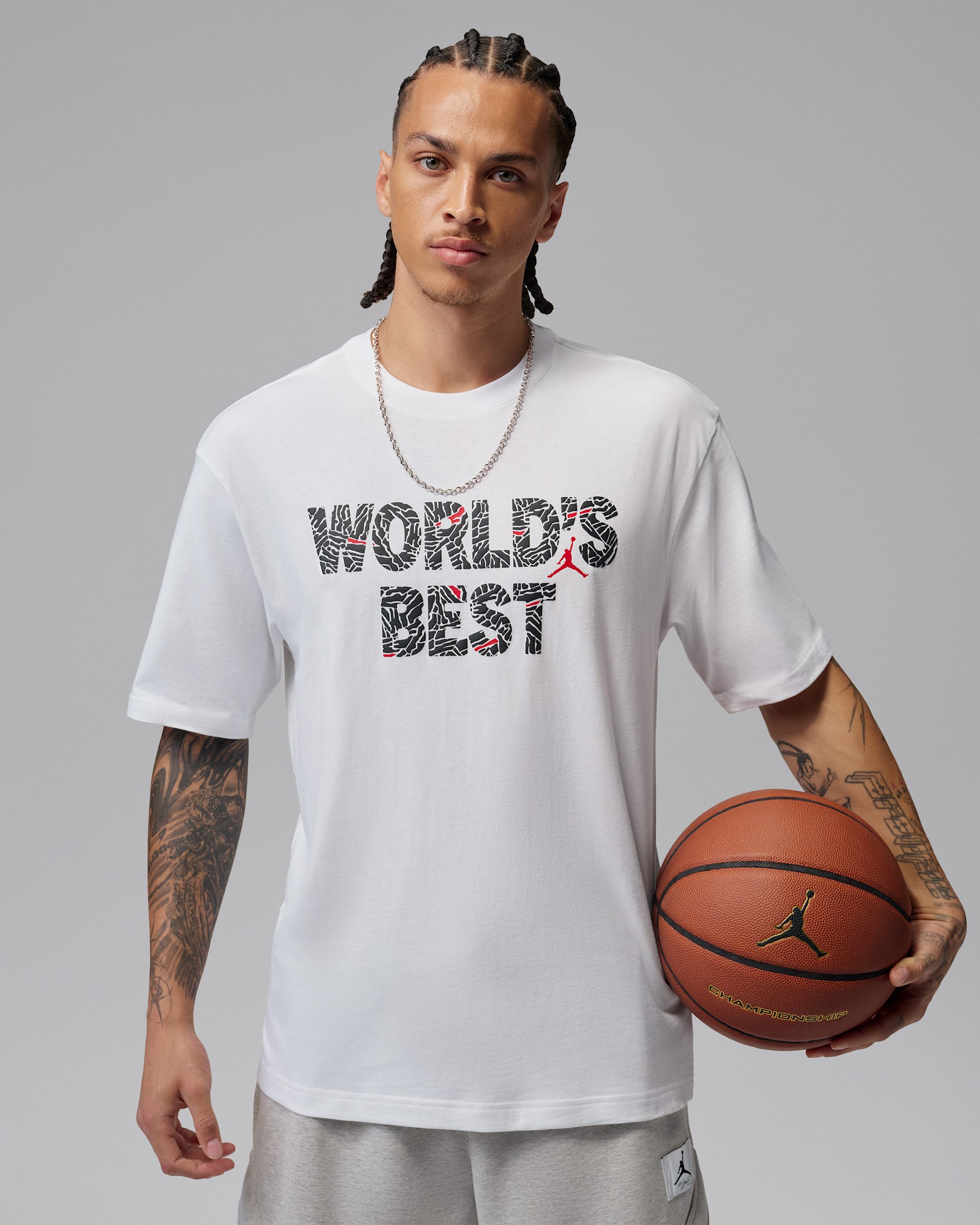 Jordan Brooklyn Men's T-Shirt - White/University Red