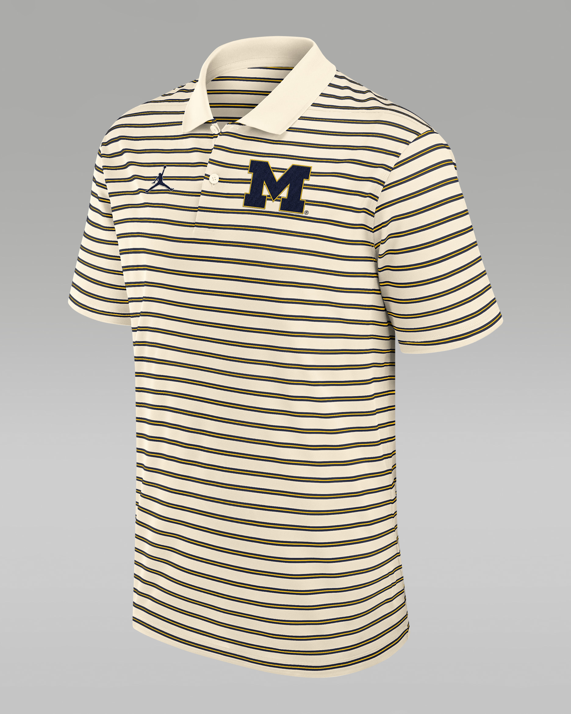 Michigan Striped Men's Jordan Brand Dri-FIT College Polo - Tan/Beige