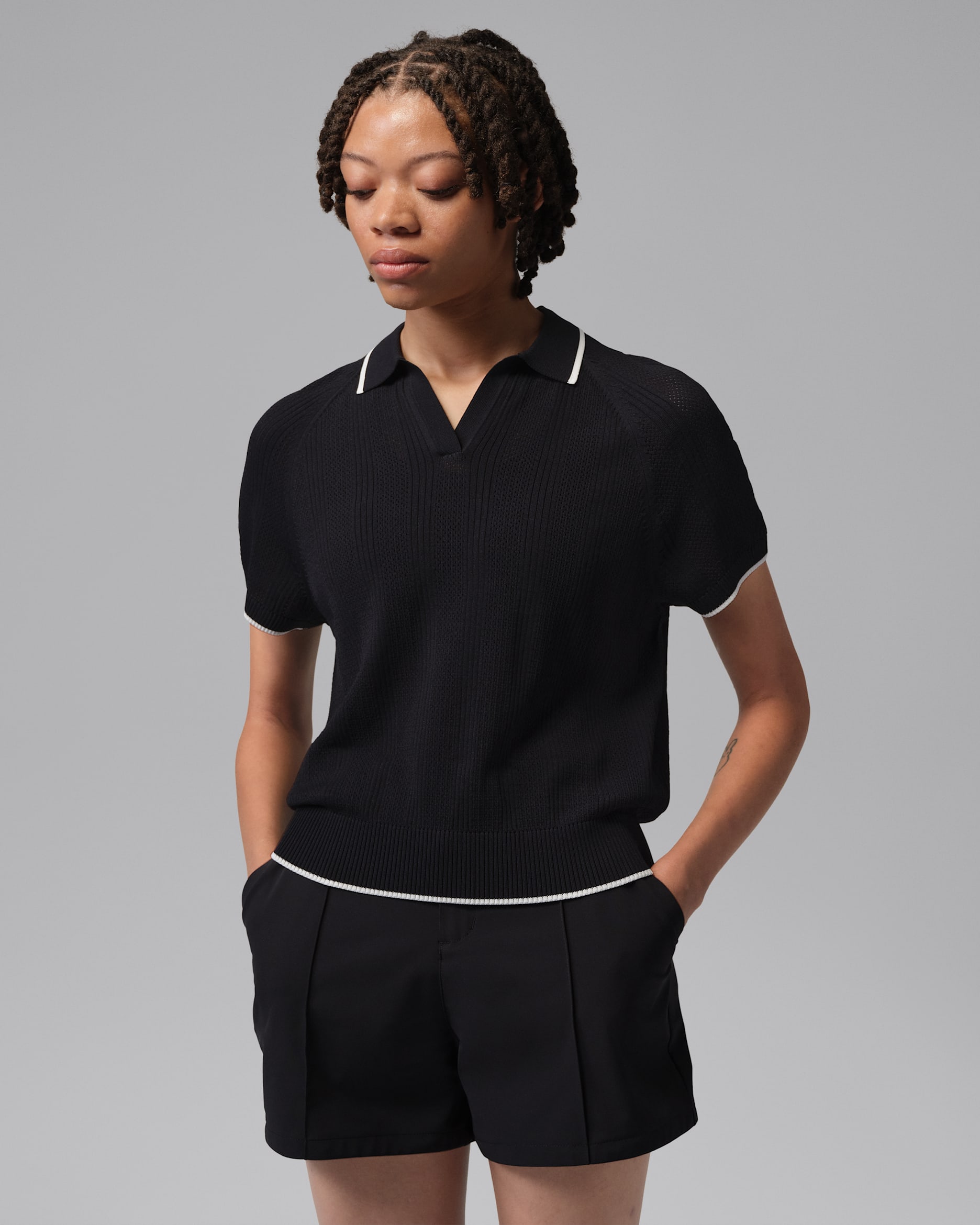 Polo de golf de tejido Knit para mujer Jordan Sport - Negro/Vela/Vela