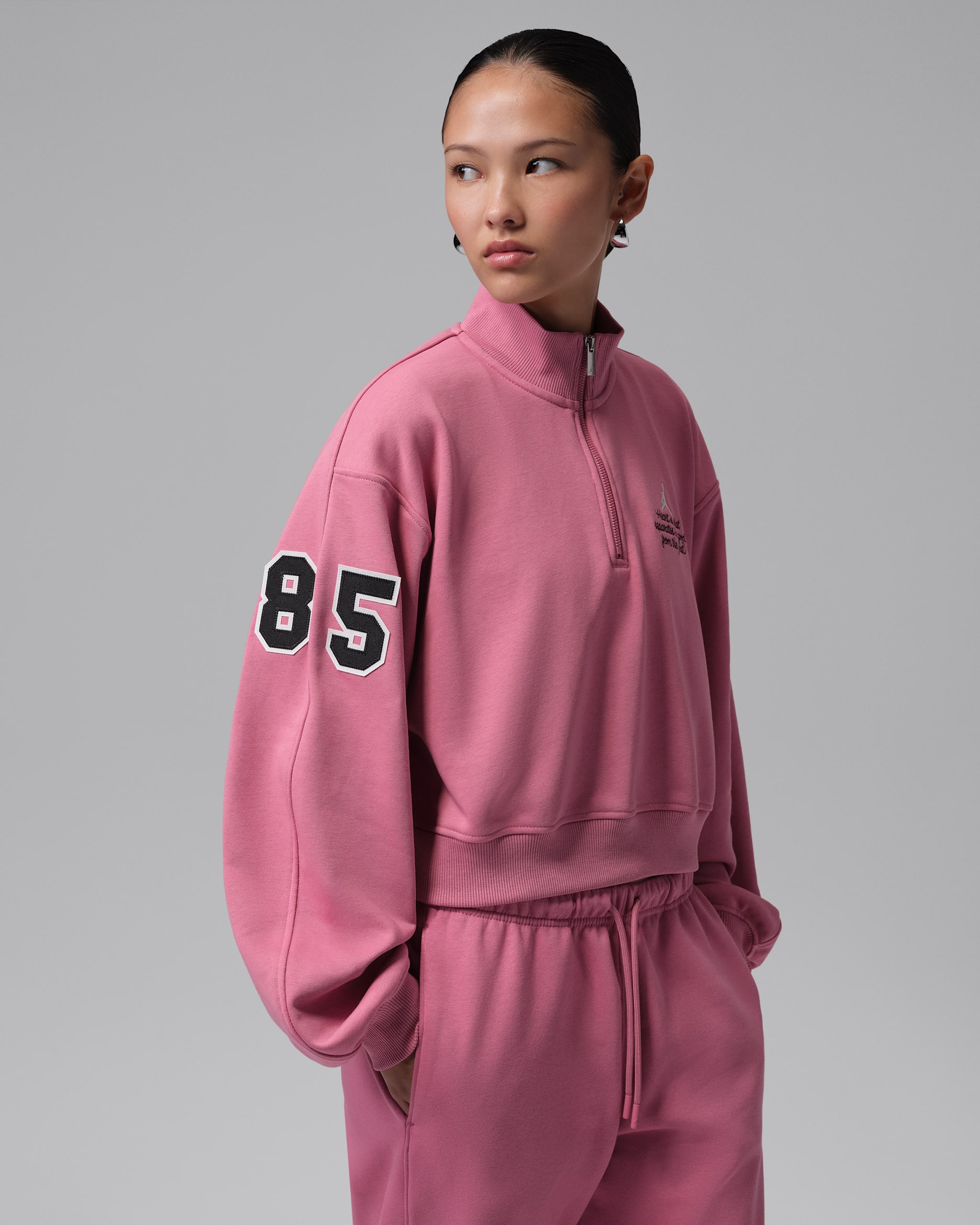 Jordan Brooklyn Fleece Women's Cropped 1/4-Zip Top - Desert Berry/Sail