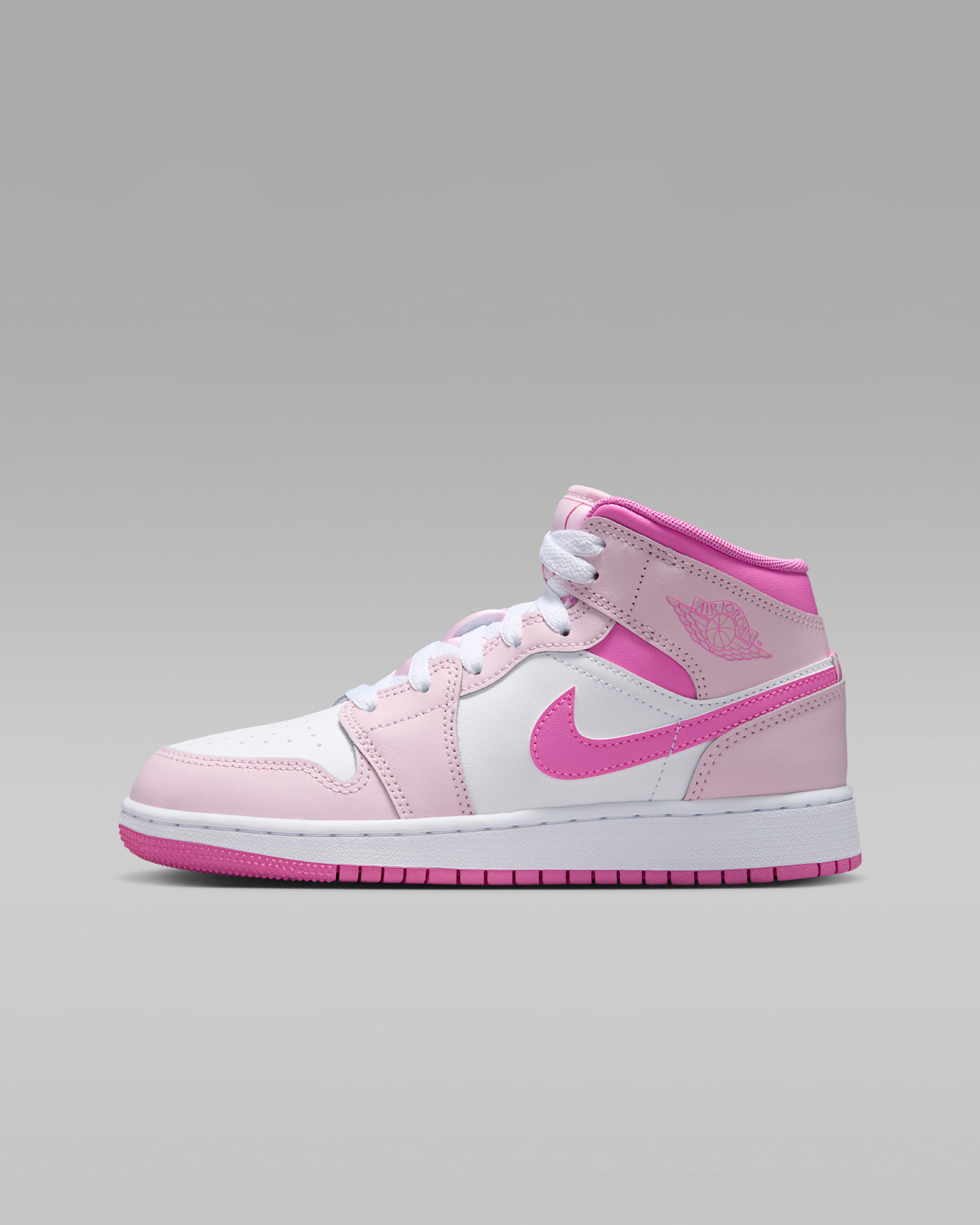 Air Jordan 1 Mid Big Kids' Shoes - Pink Foam/China Rose/White/Pink Foam