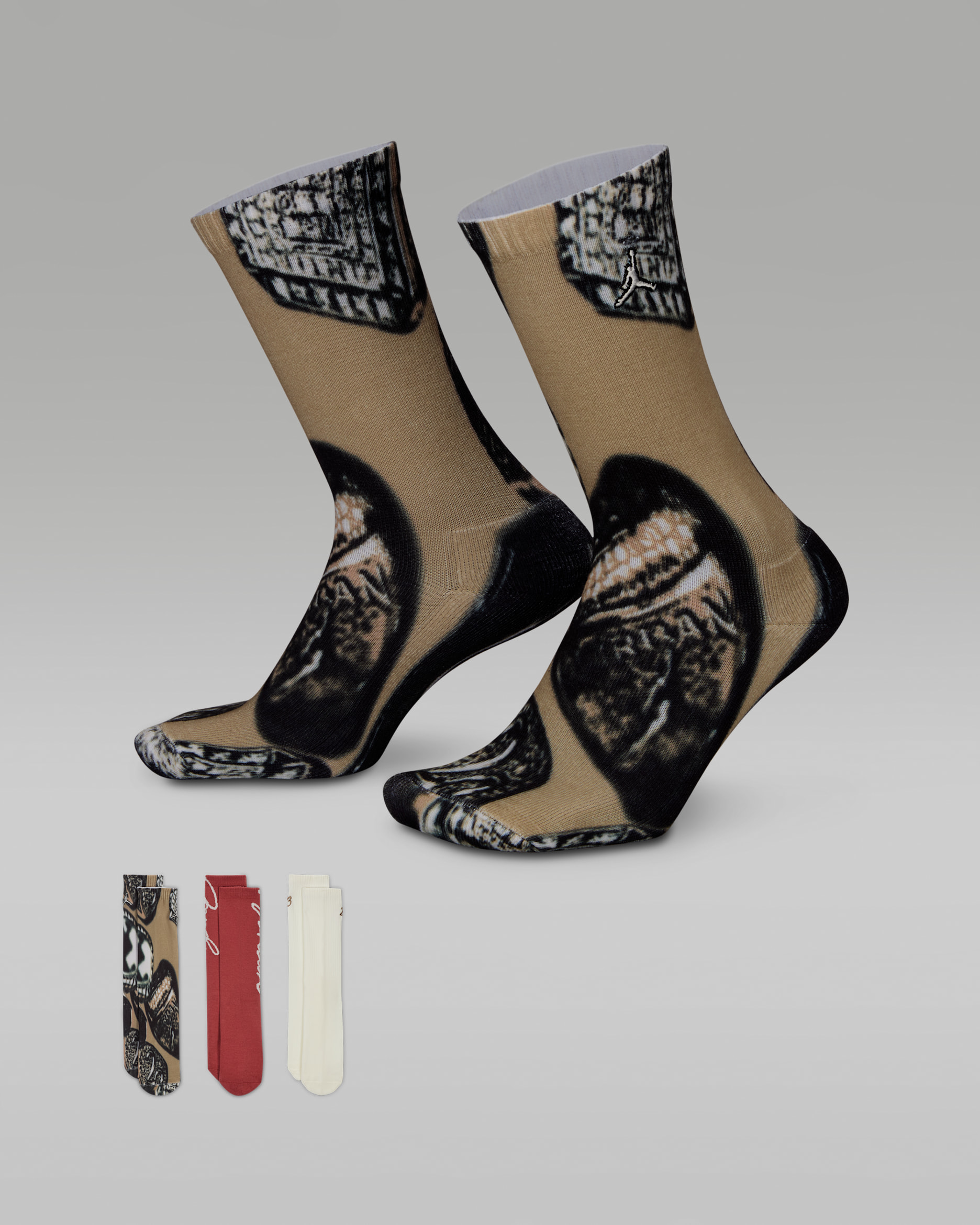 Jordan Big Kids' MVP Rings Crew Socks (3 Pairs) - Desert Camo