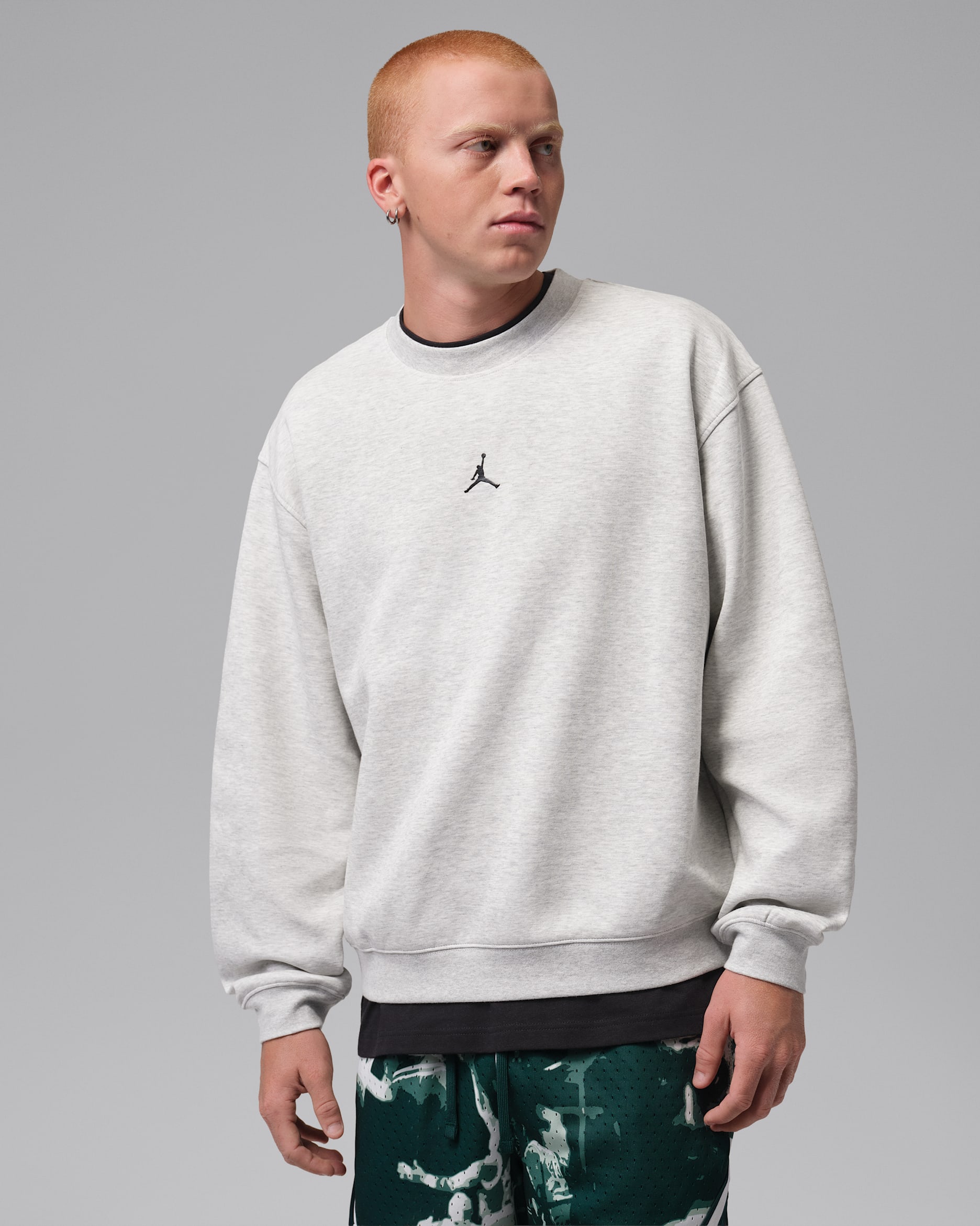 Jordan Sport Hoop Fleece Dri-FIT genser med rund hals for herre - Grey Heather