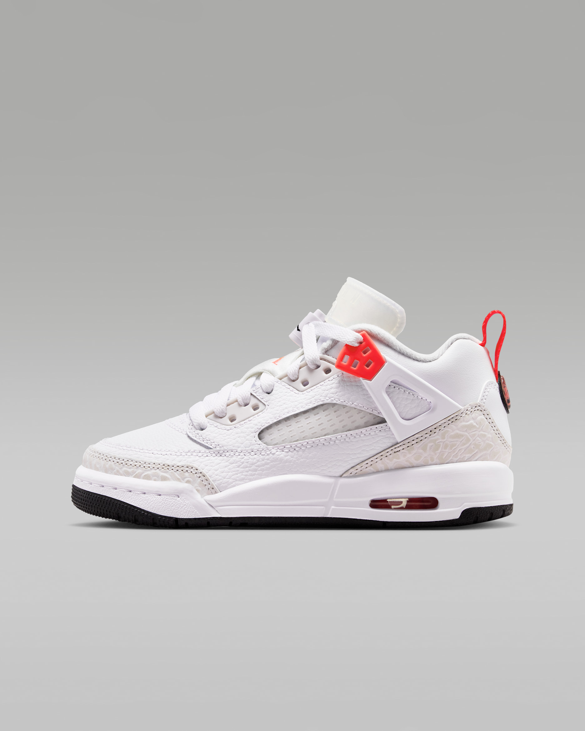 Jordan Spizike Low Big Kids' Shoes - White/Vast Grey/Black/Bright Crimson