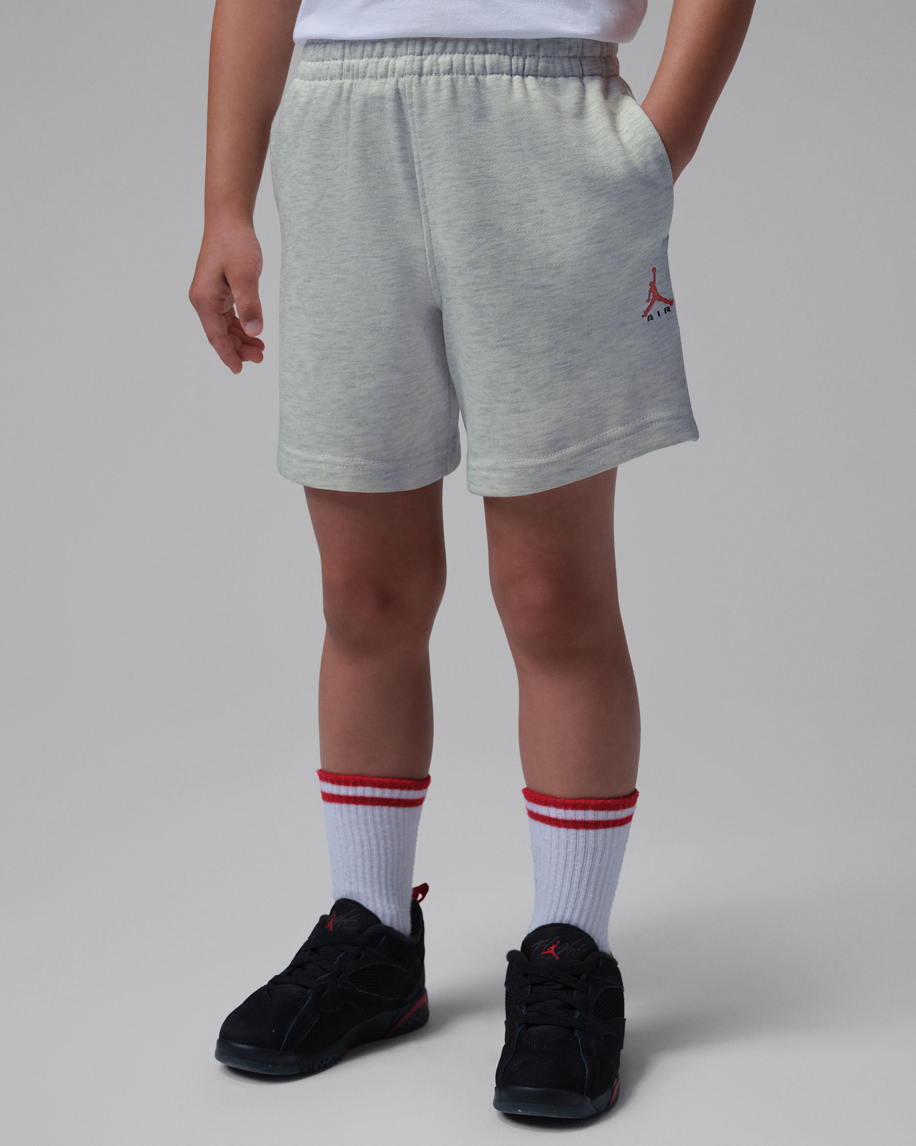 Shorts Jordan de French Terry para niños talla pequeña Brooklyn - Gris neutro jaspeado
