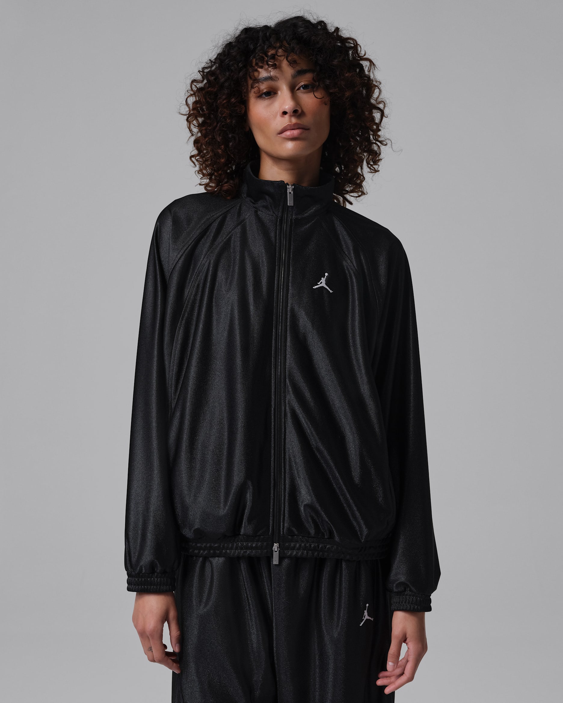 Jordan Brooklyn Women's DuraSheen Track Jacket - Black/Infrared 23/White