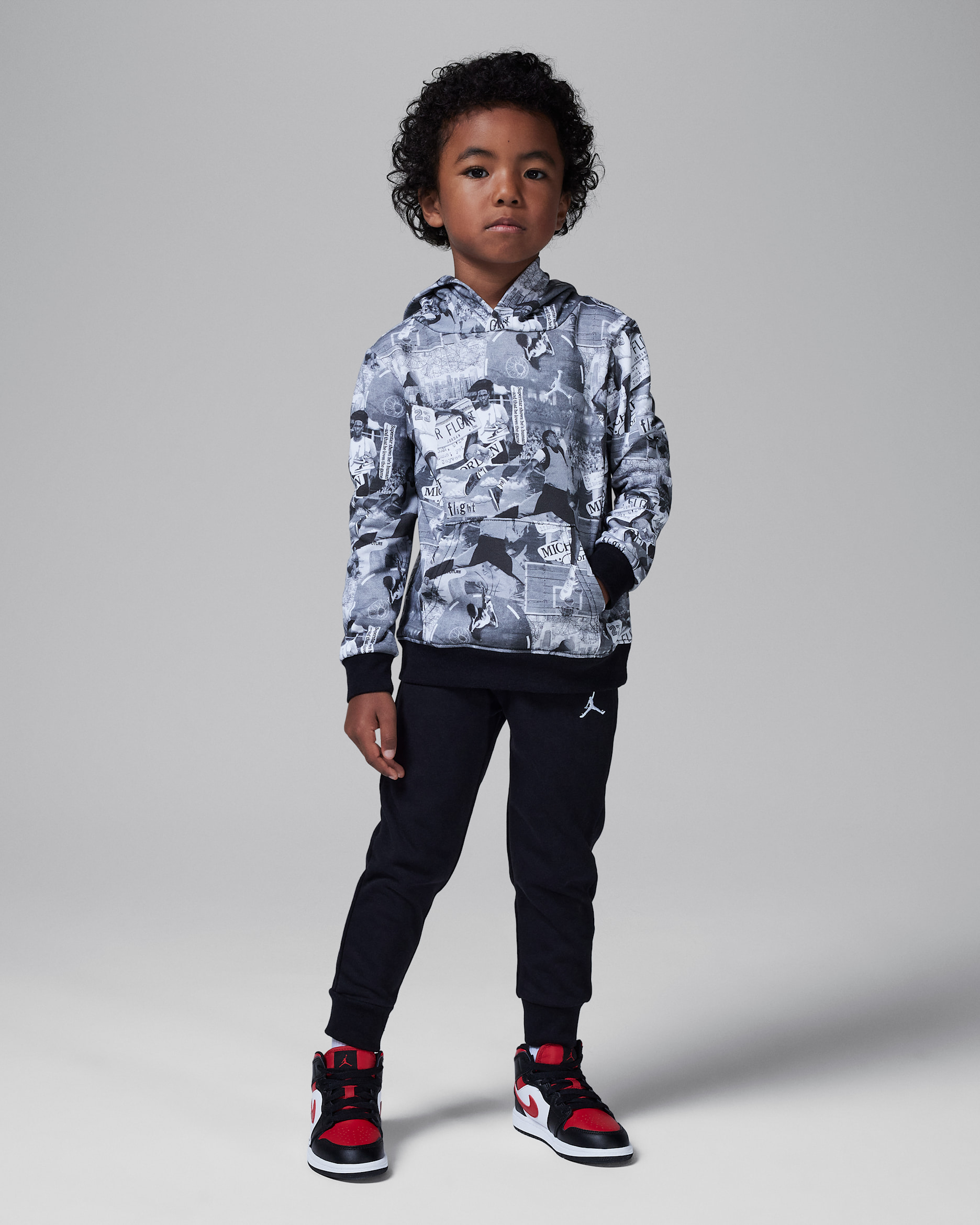 Jordan MJ Brooklyn Toddler 2-Piece Printed French Terry Hoodie Set - Black