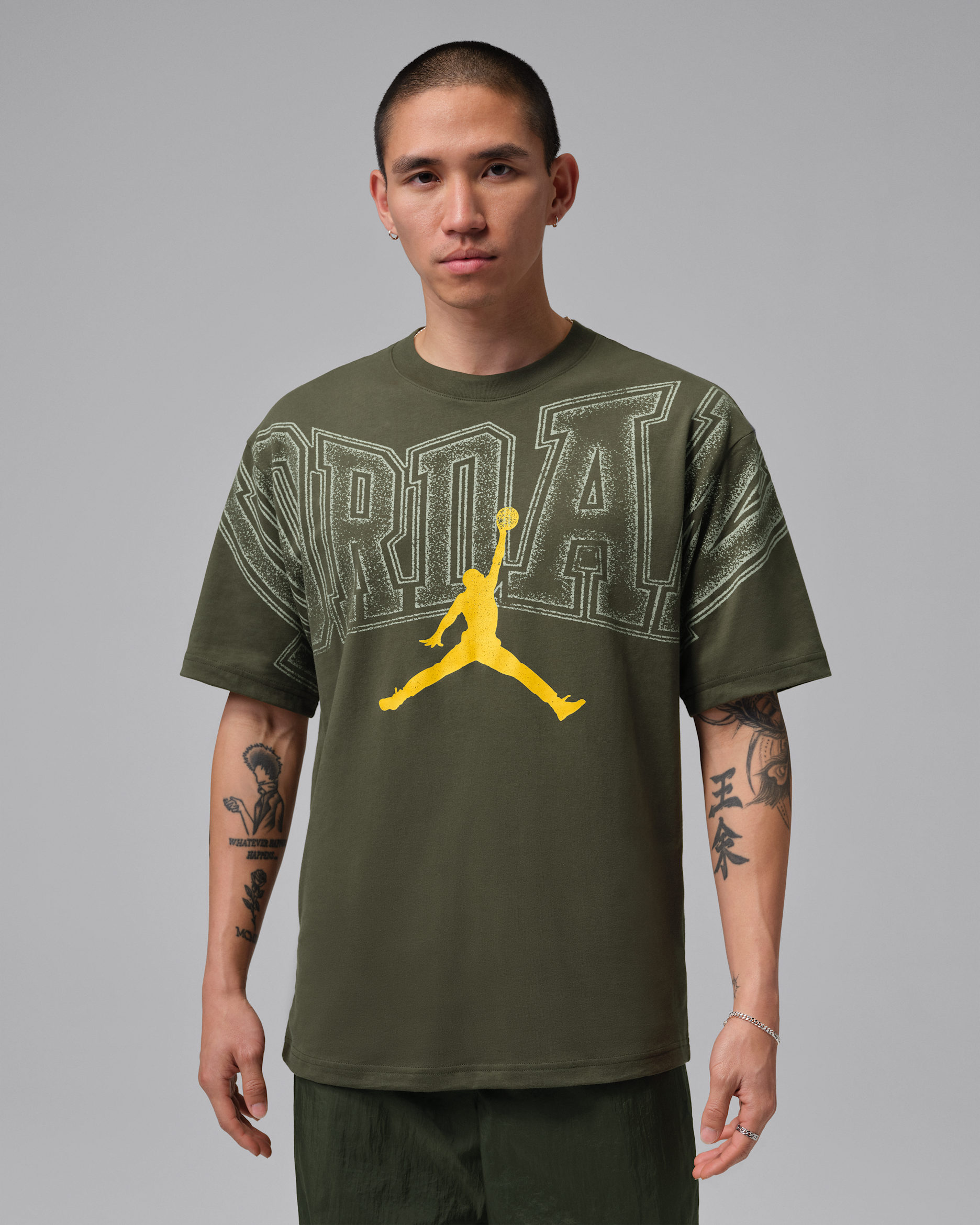 Pánské tričko s potiskem Jordan - Cargo Khaki/Bright Citron