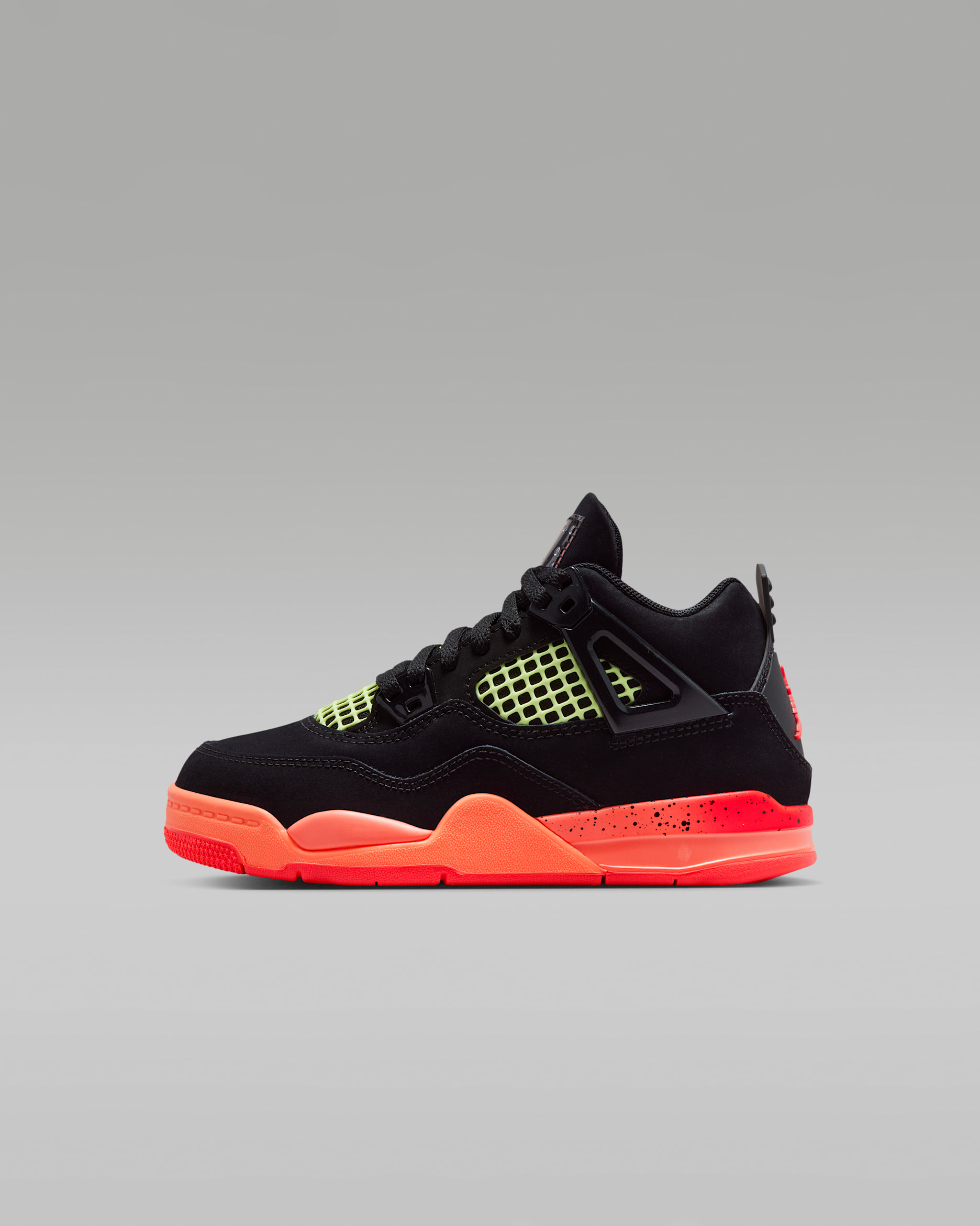 Jordan 4 Retro Little Kids' Shoes - Black/Bright Mango/Barely Volt/Infrared 23